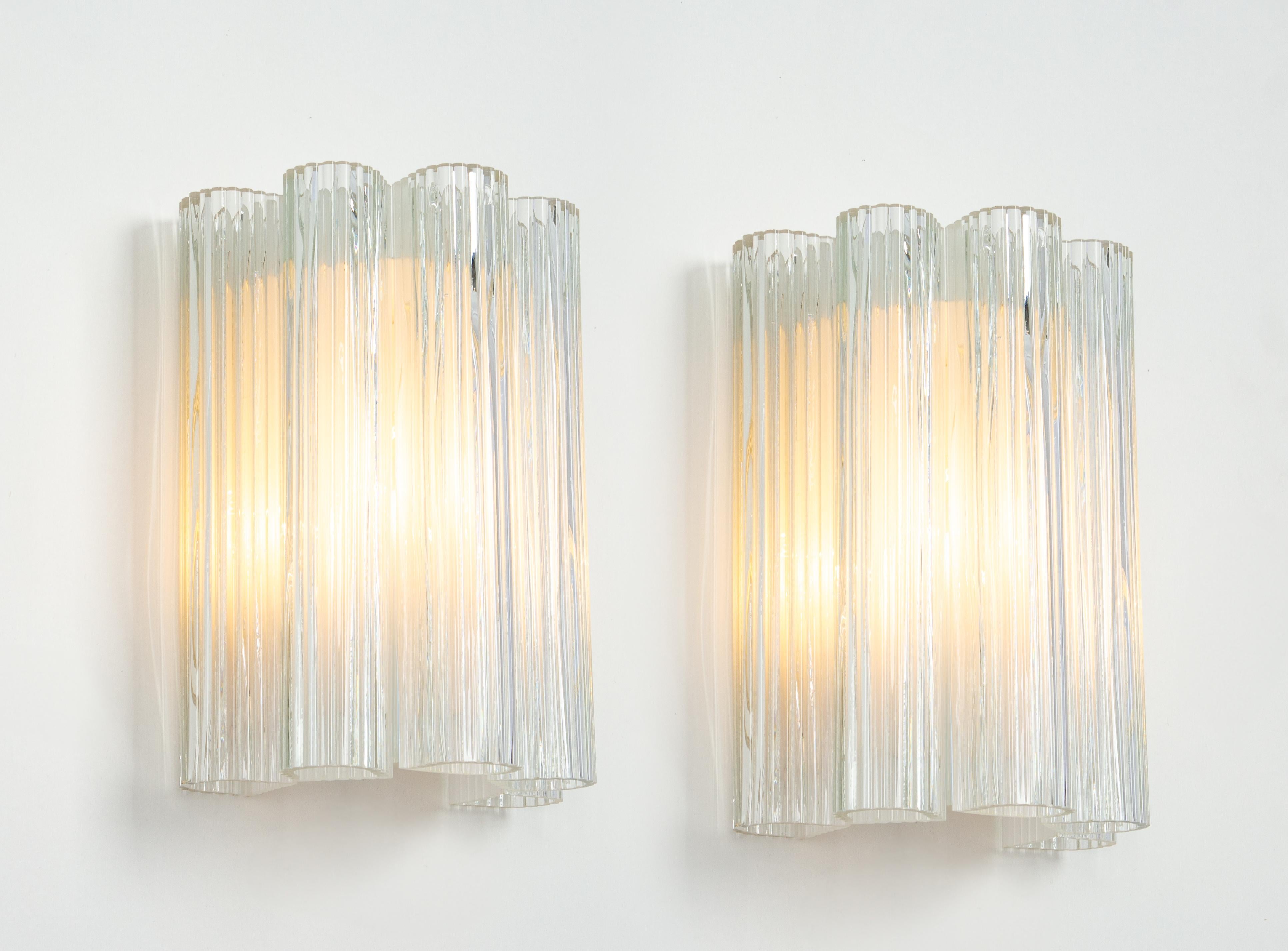 1 of 4 Large Murano Glass Wall Sconces by Doria, Germany, 1960s For Sale 1