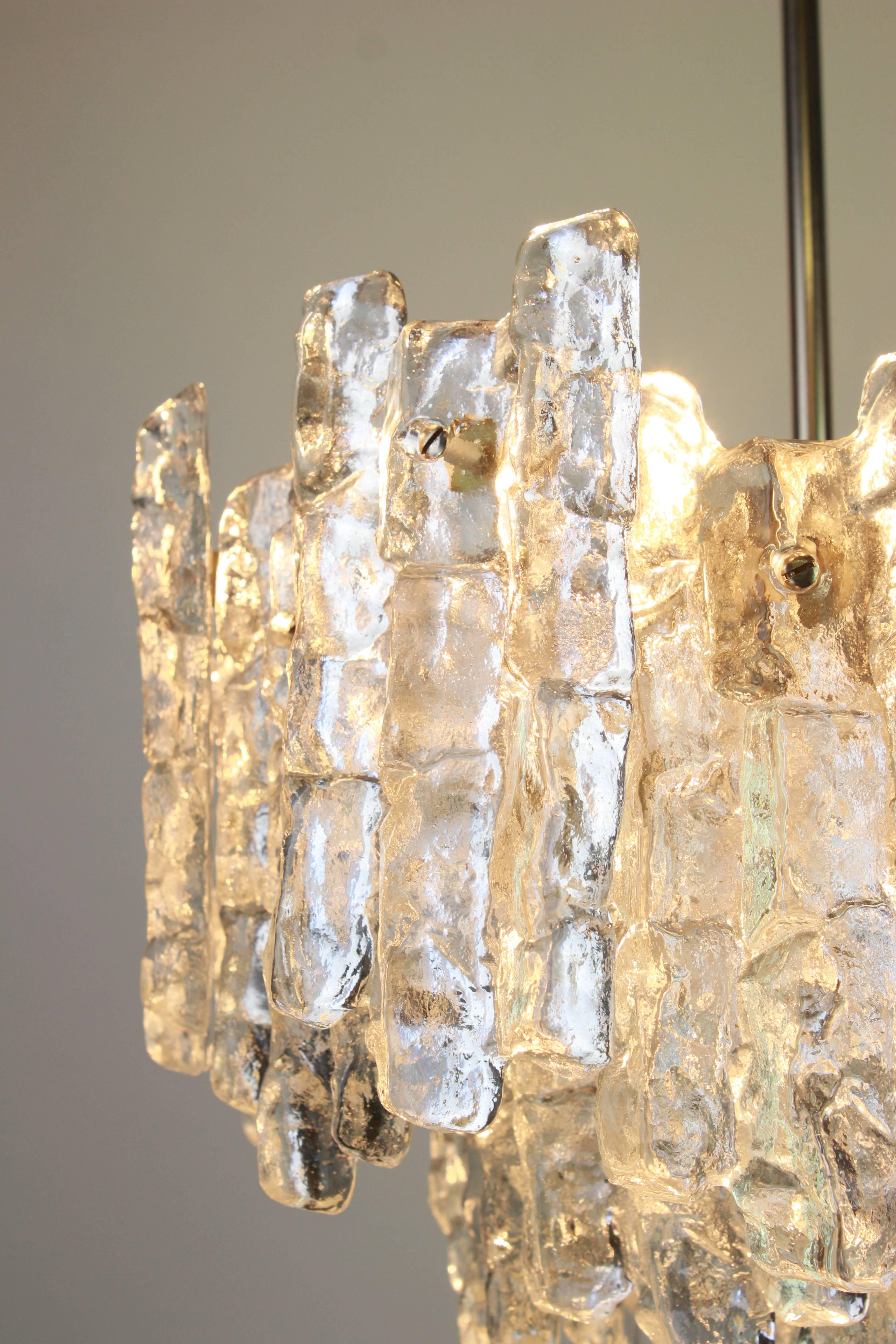 Mid-20th Century 1 of 4 Large Murano Ice Glass Chandelier by Kalmar, Austria, 1960s For Sale