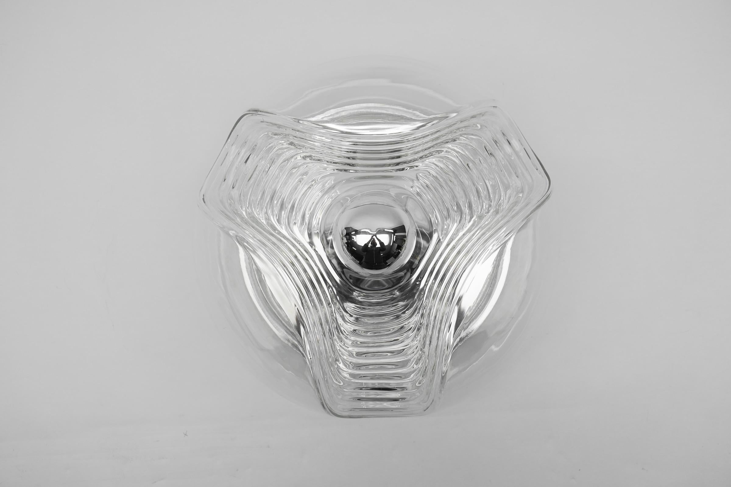 Metal 1 of 3 Large Sconce or Flush Mount Light Koch & Lowy by Peill Putzler, Germany  For Sale