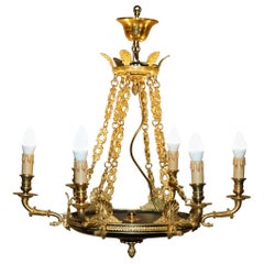 1 OF 4 L'ORIGINALE ITALY 24CT GOLD PLATED CANDLE BRONZE CHANDELIERs