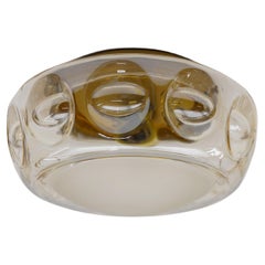 1. of 4 Lovely Amber Glass Wall Lamp or Flush Mount, 1960s