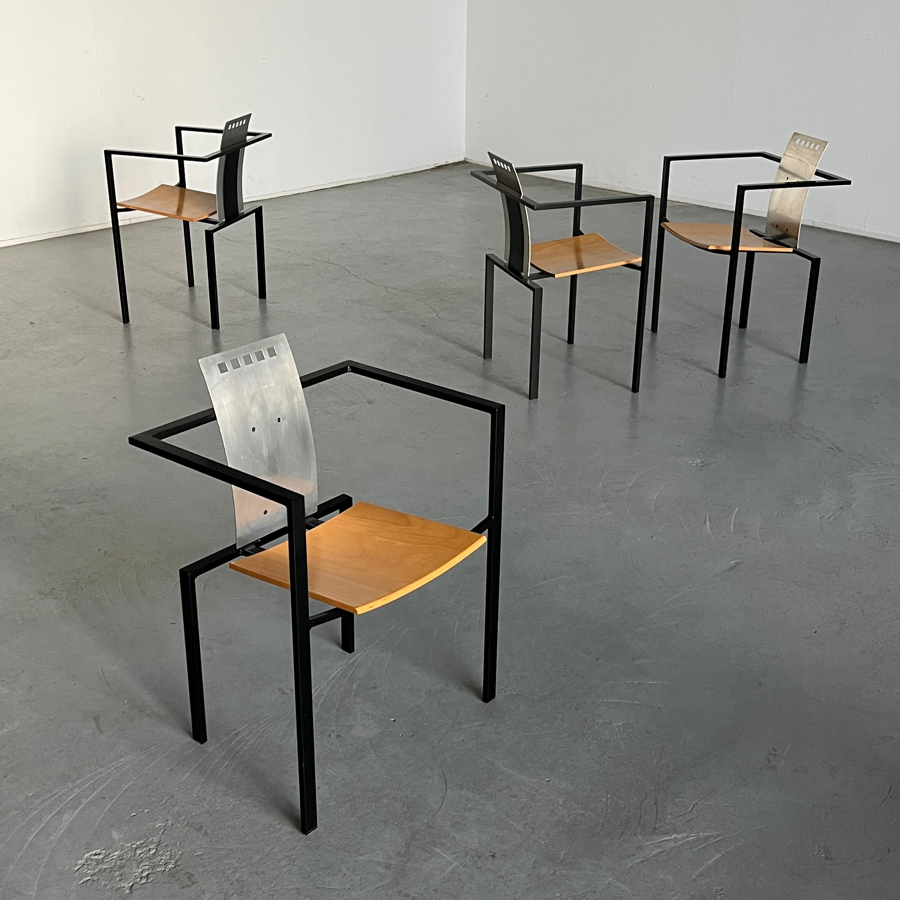 1 von 4 postmodernen geometrischen Stühlen im Memphis Design von KFF, Deutschland, 1980er Jahre (Postmoderne) im Angebot