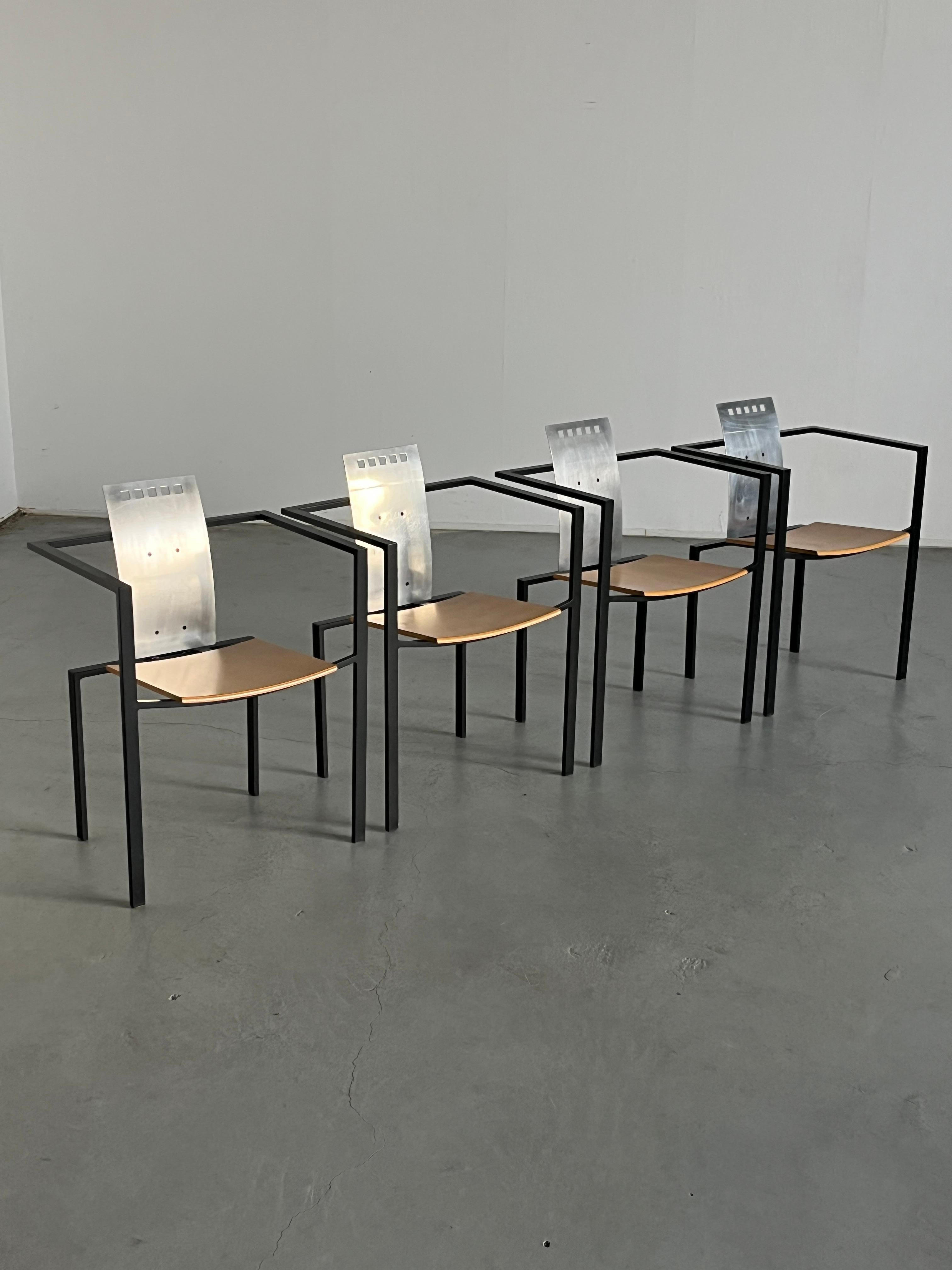 1 von 4 postmodernen geometrischen Stühlen im Memphis Design von KFF, Deutschland, 1980er Jahre im Zustand „Gut“ im Angebot in Zagreb, HR