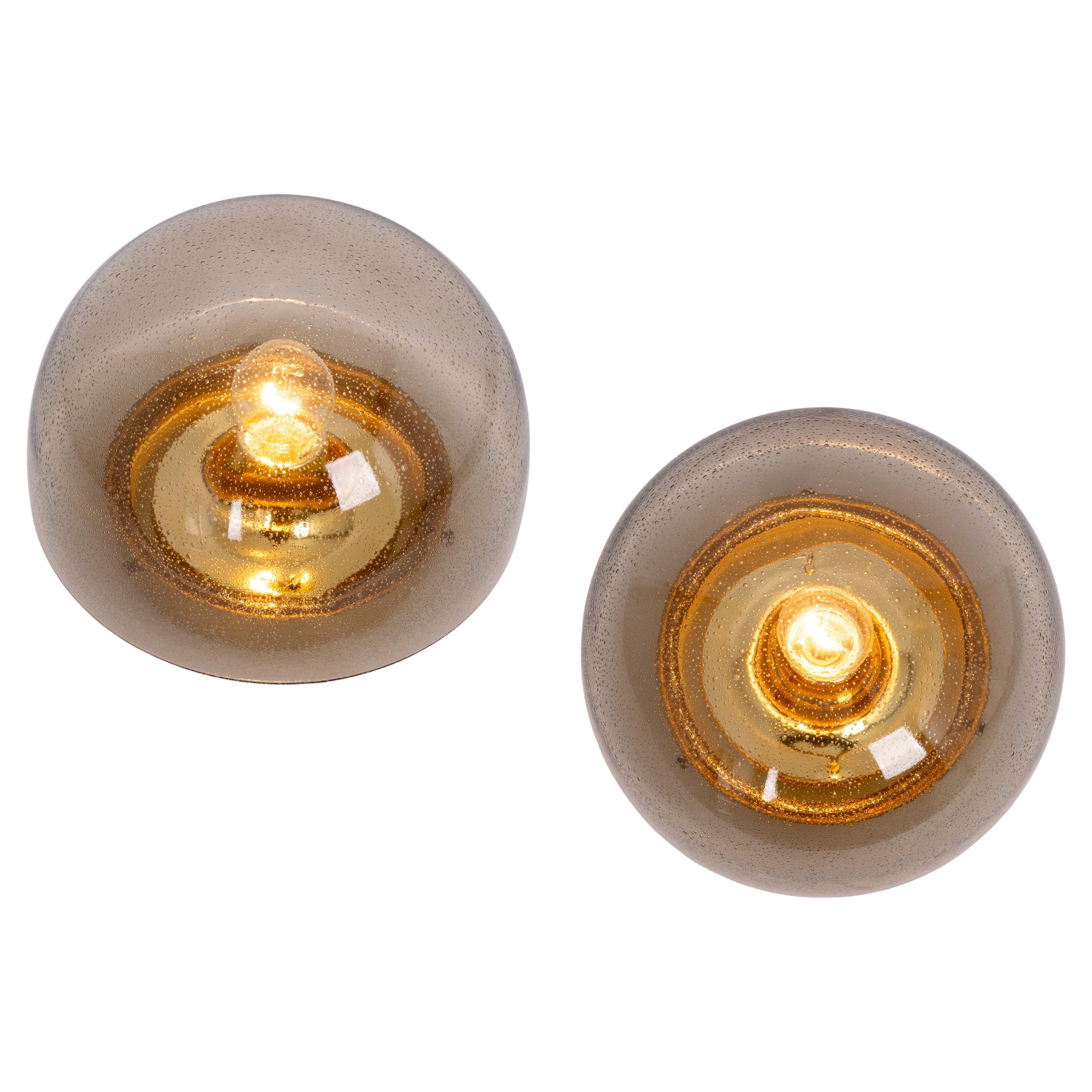 1 de 4 Flushmount de mediados de siglo de cristal ahumado de Limburg, Alemania, años 70 en venta