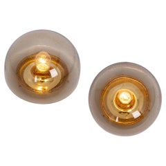 1 of 4 Mid Century Flushmount Smoked Glass by Limburg, Germany, 1970s 1 of 4 Mid Century Flushmount Smoked Glass by Limburg, Germany, 1970s