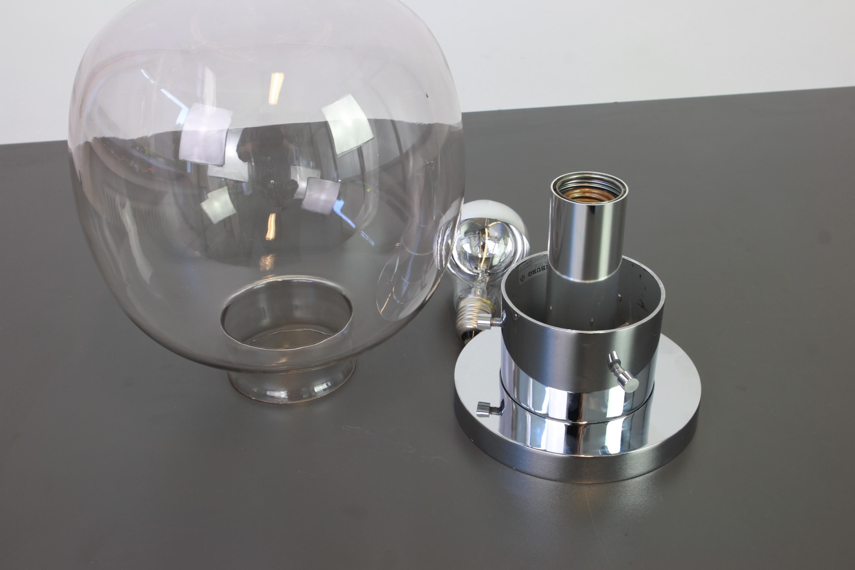 Smoked Glass 1 of 4 Midcentury Limburg Ceiling or Wall Lamp in Ball Shape, Germany, 1970s