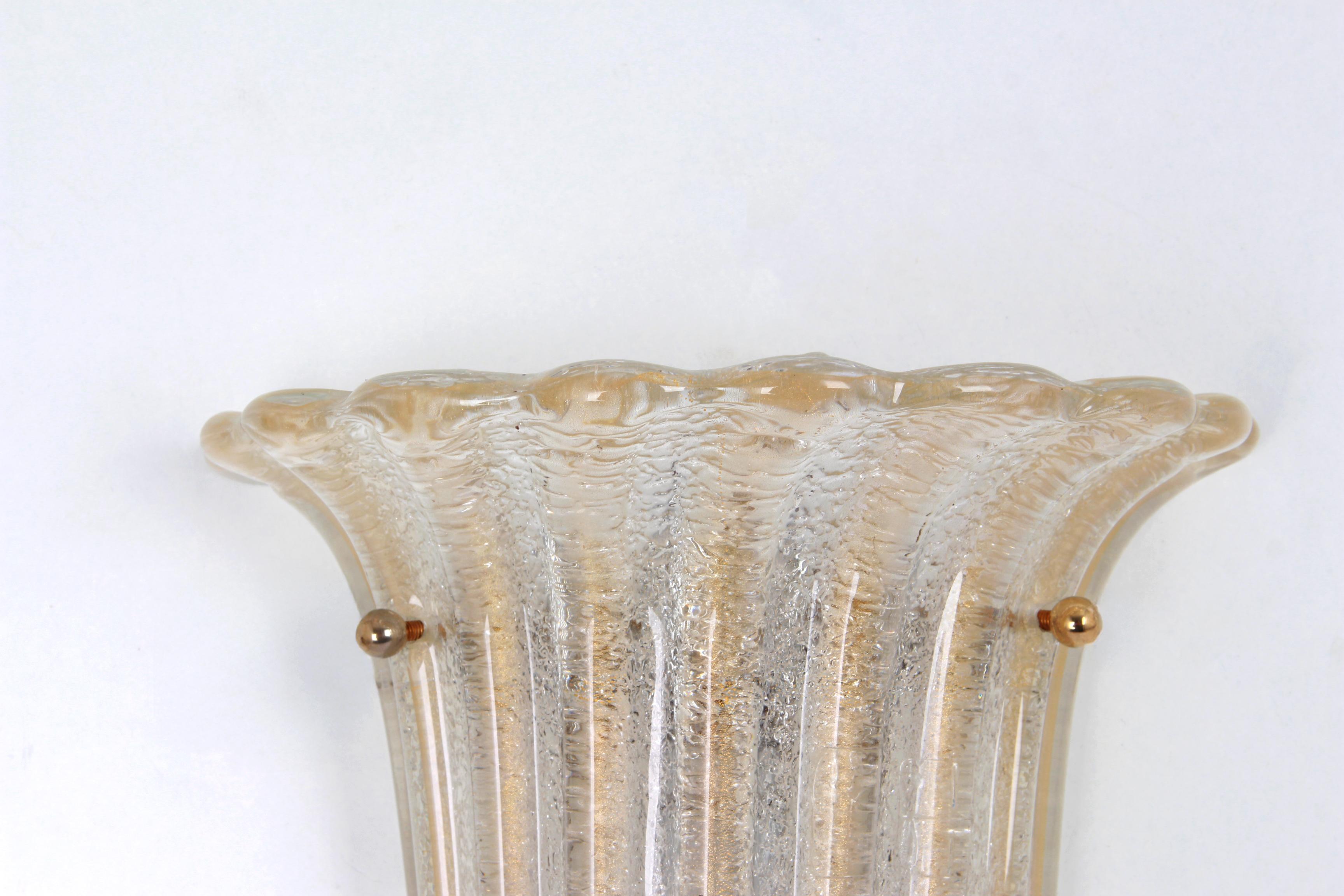 German 1 of 4 Murano Glass Wall Sconces by Barovier & Toso, Italy, 1970s