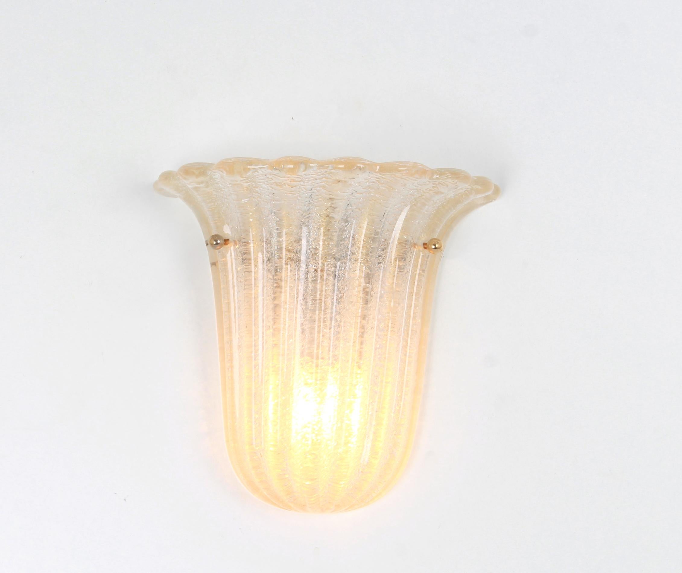 1 of 4 Murano Glass Wall Sconces by Barovier & Toso, Italy, 1970s In Good Condition In Aachen, NRW