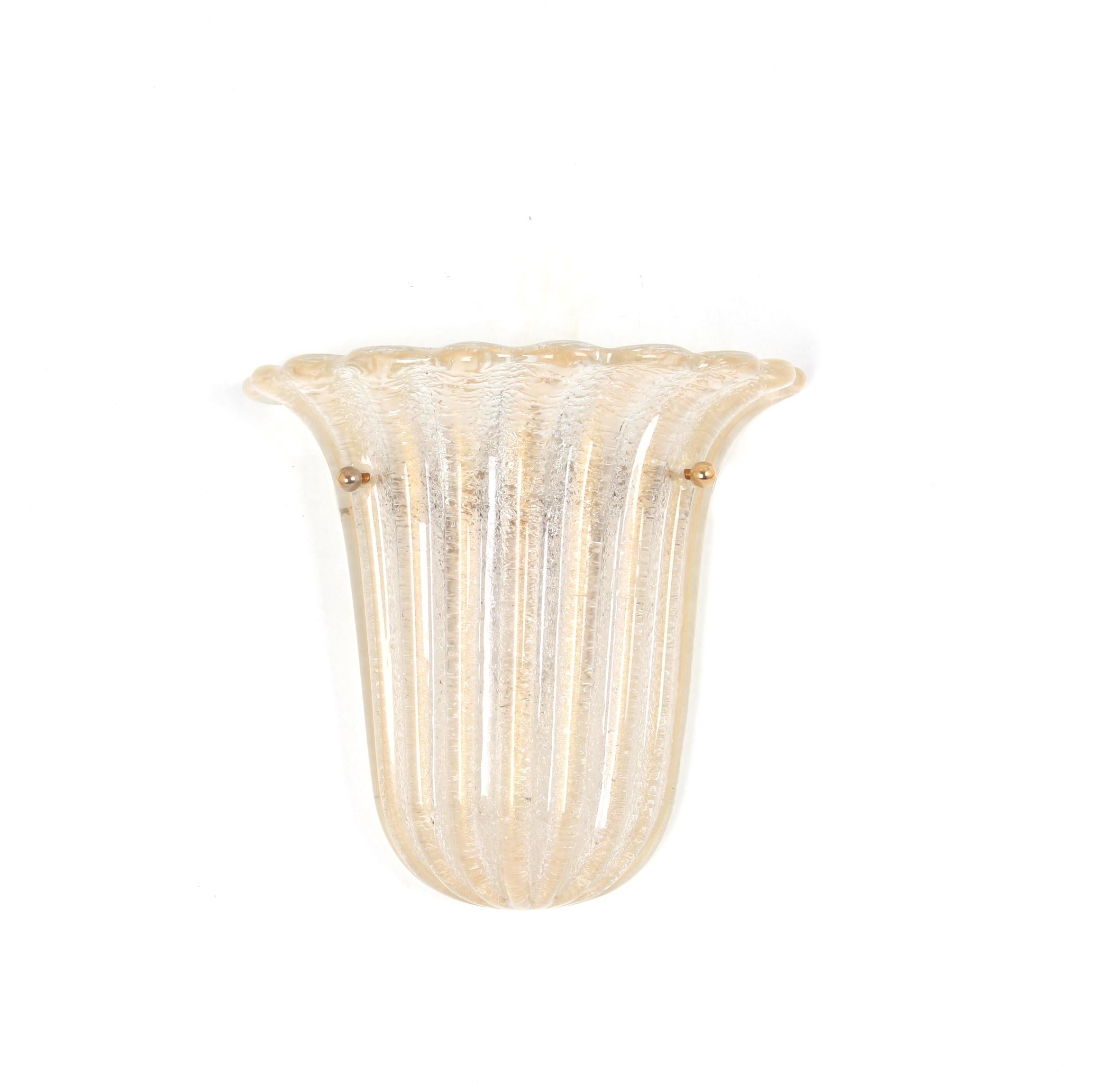 Late 20th Century 1 of 4 Murano Glass Wall Sconces by Barovier & Toso, Italy, 1970s