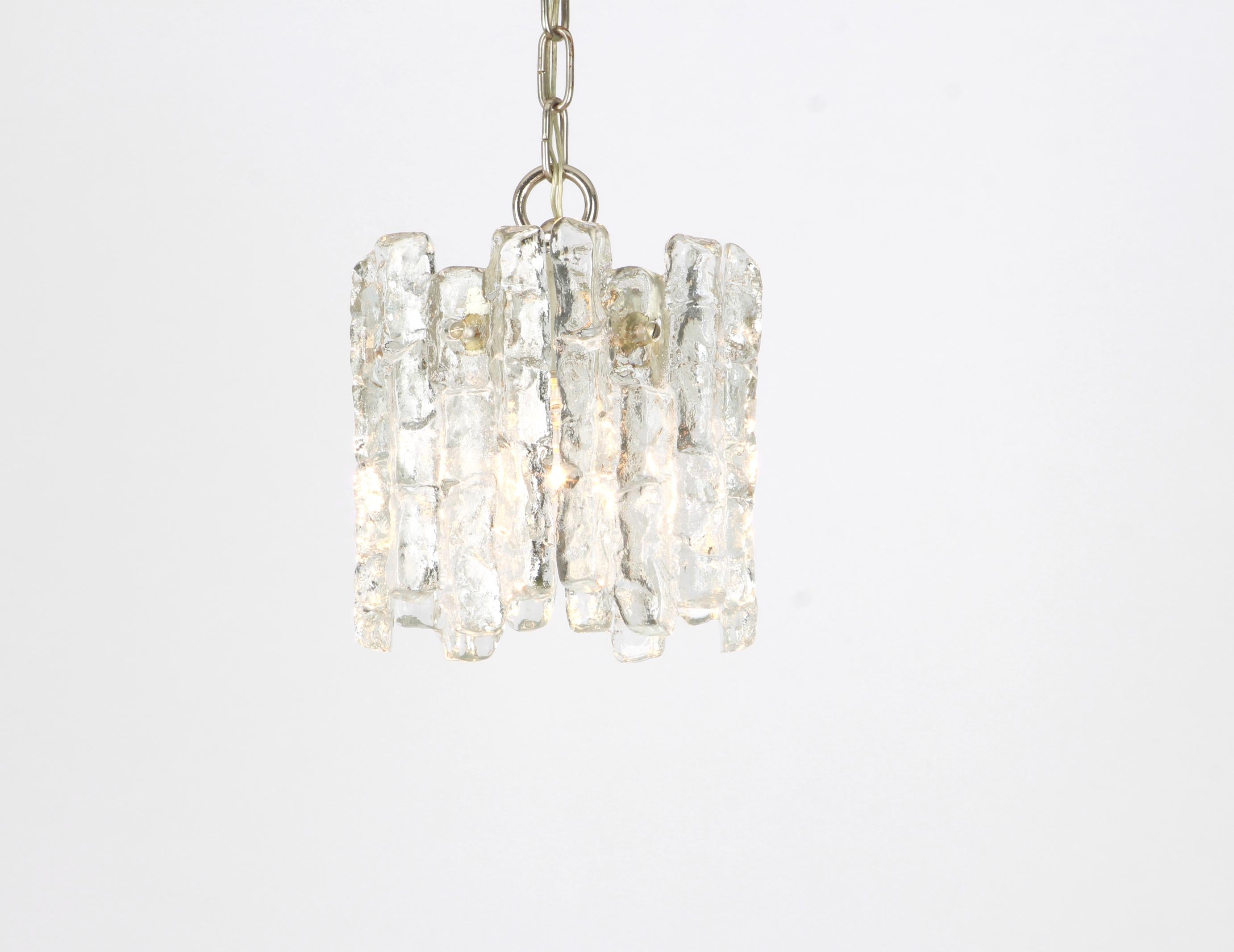 Austrian 1 of 4 Murano Ice Glass Pendants by Kalmar, Austria, 1960s For Sale