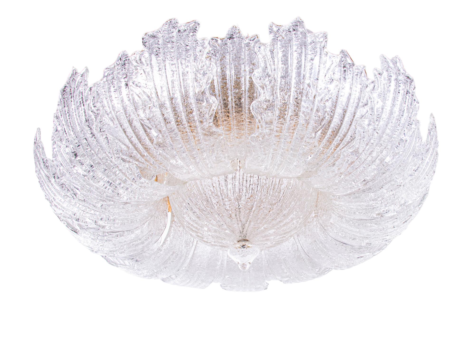 1 'de 4' Lustre affleurant en verre et laiton, Murano Rugiada 31.5