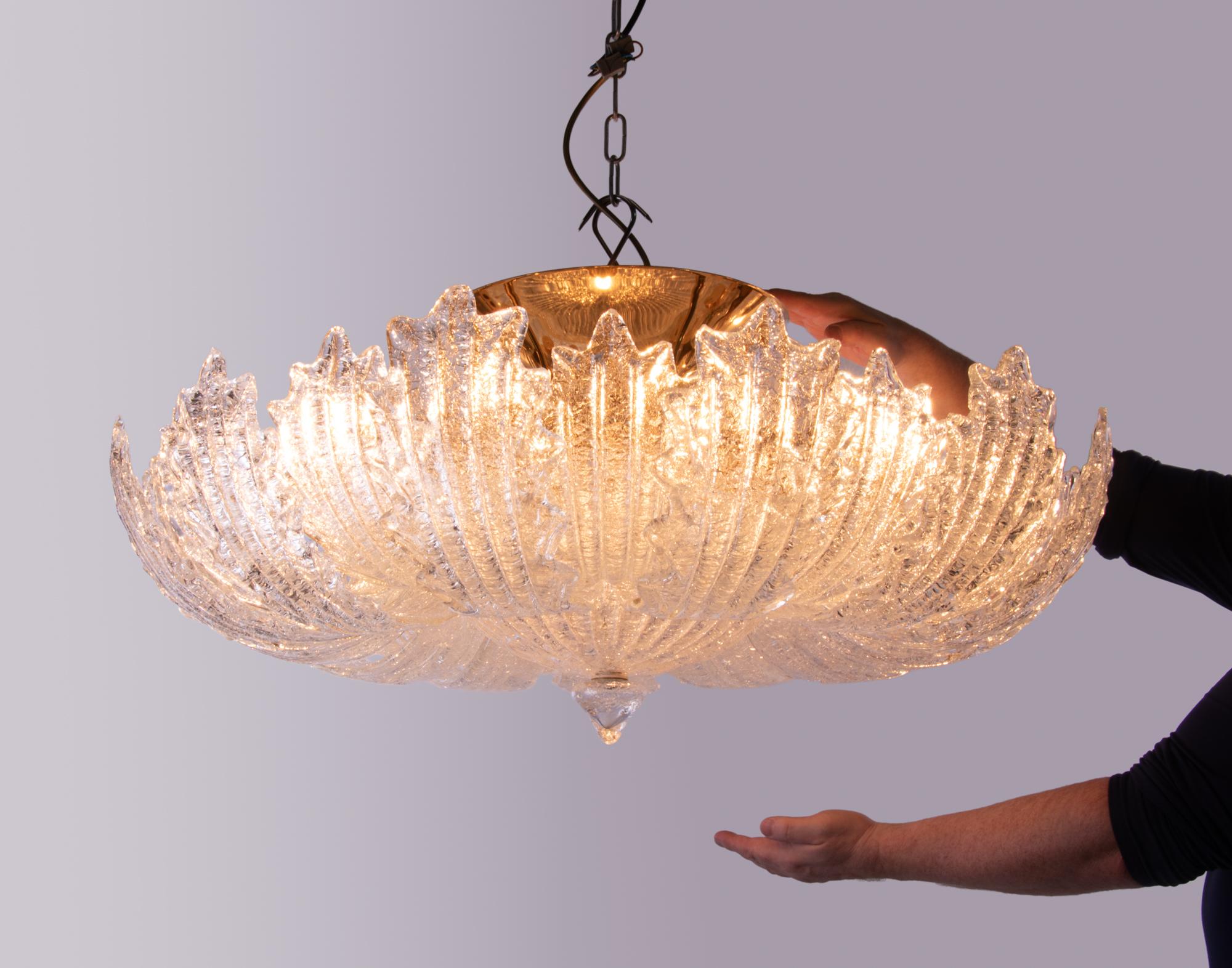 1 'de 4' Lustre affleurant en verre et laiton, Murano Rugiada 31.5