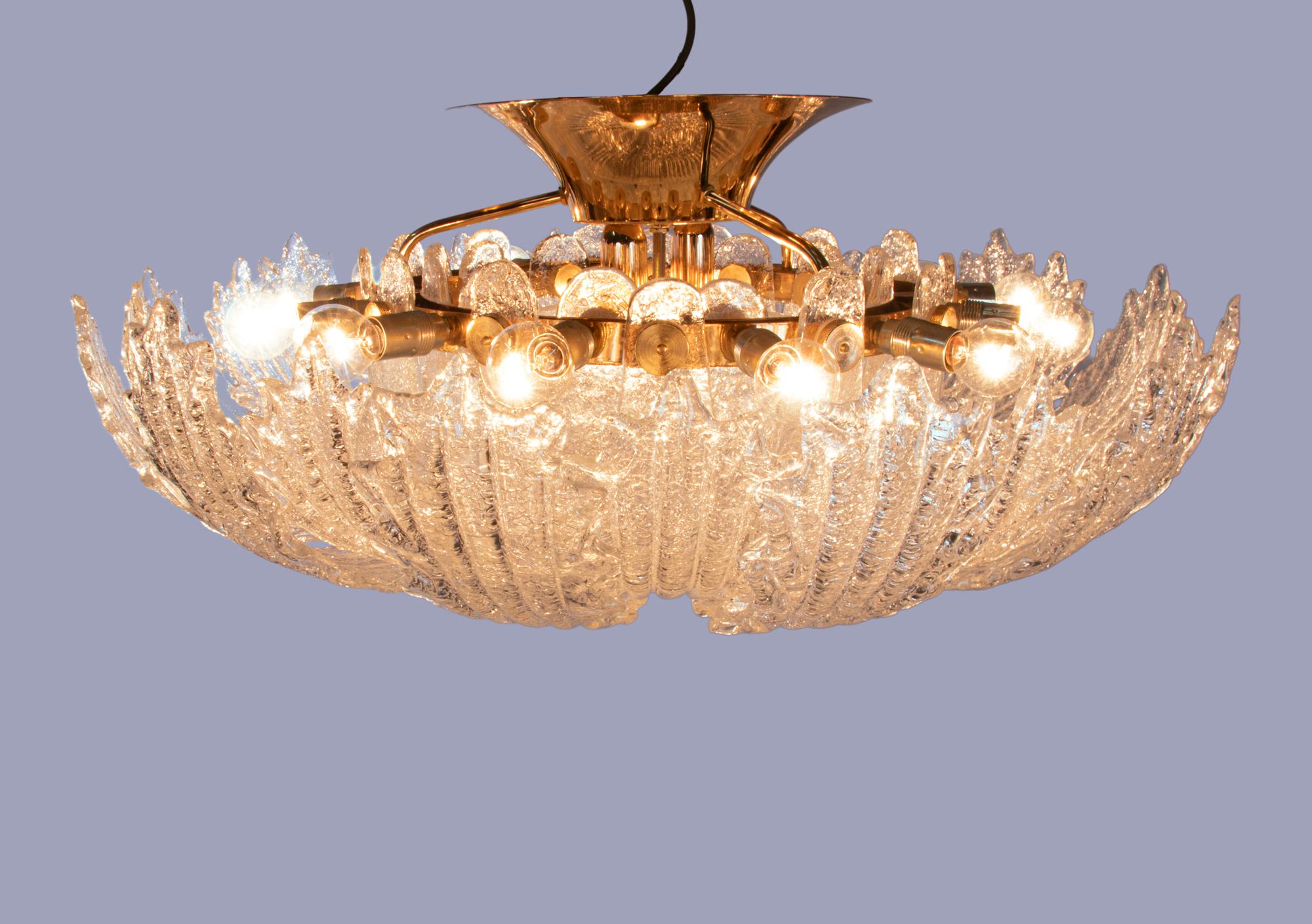1 'de 4' Lustre affleurant en verre et laiton, Murano Rugiada 31.5