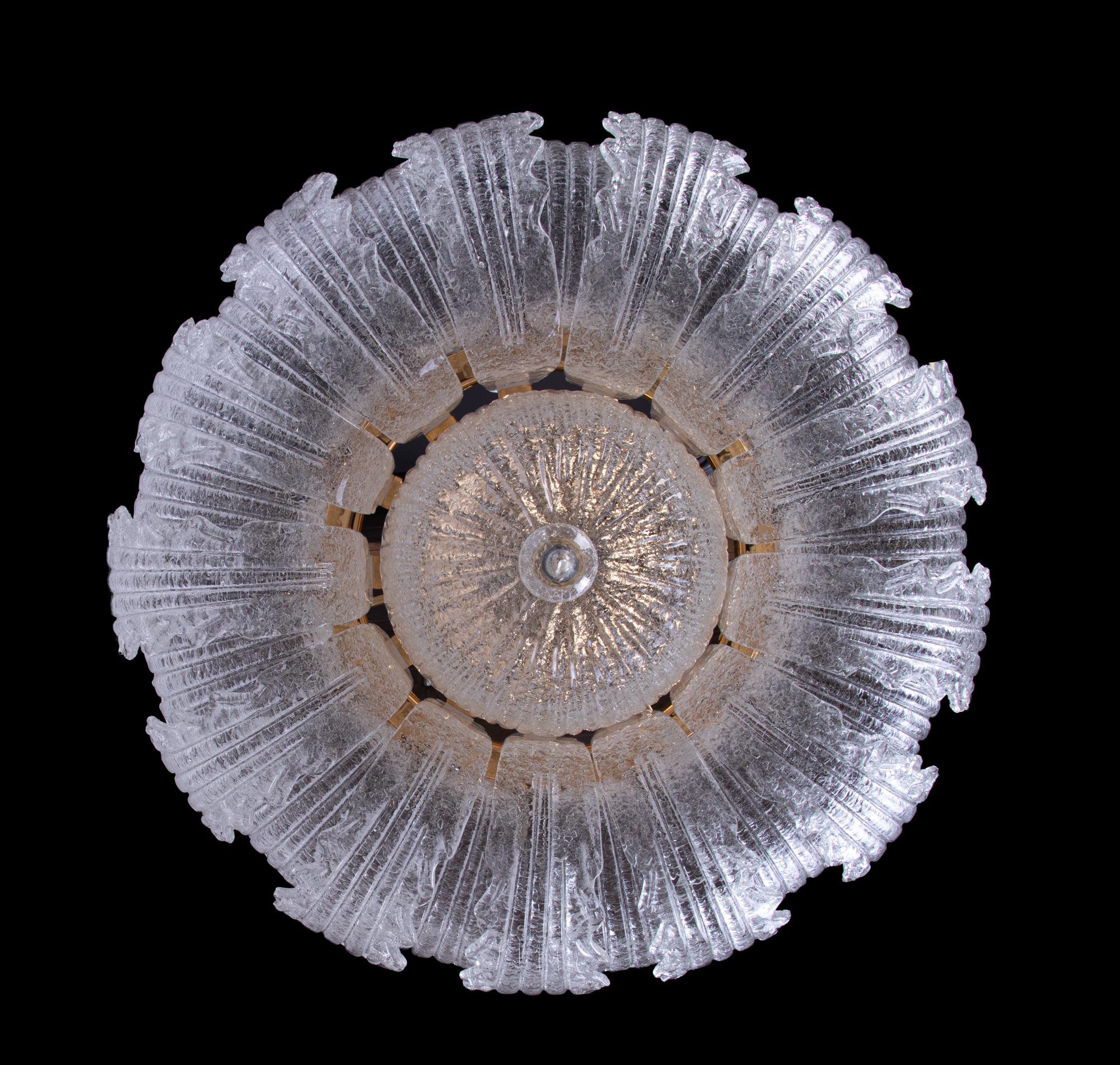 1 'de 4' Lustre affleurant en verre et laiton, Murano Rugiada 31.5