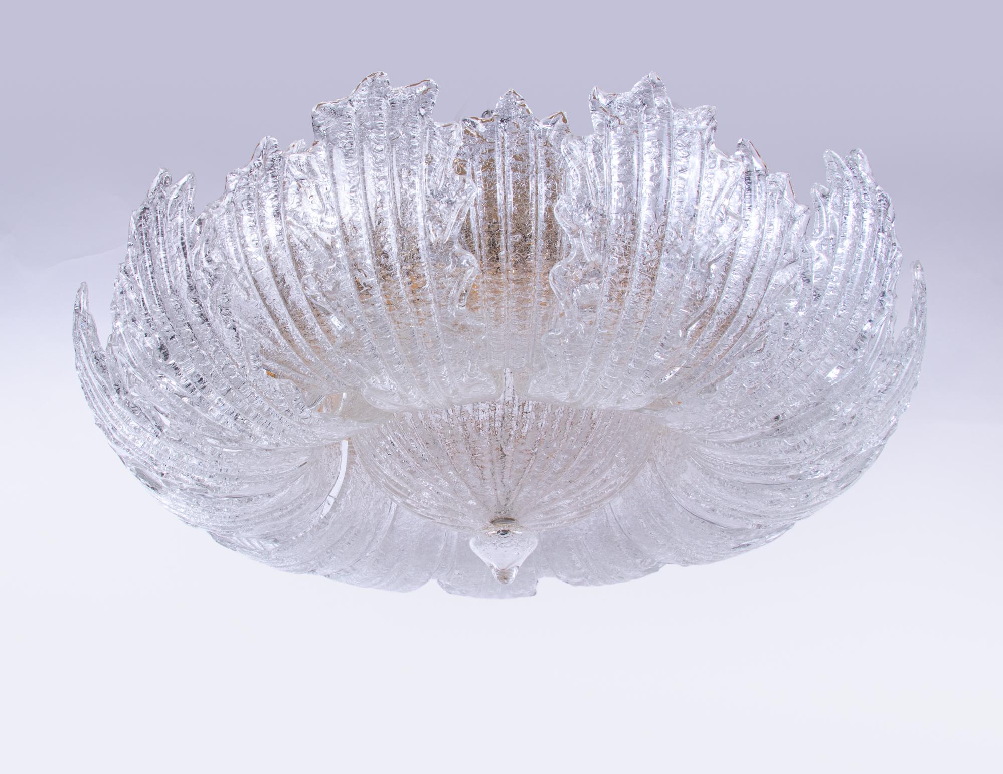 1 'de 4' Lustre affleurant en verre et laiton, Murano Rugiada 31.5