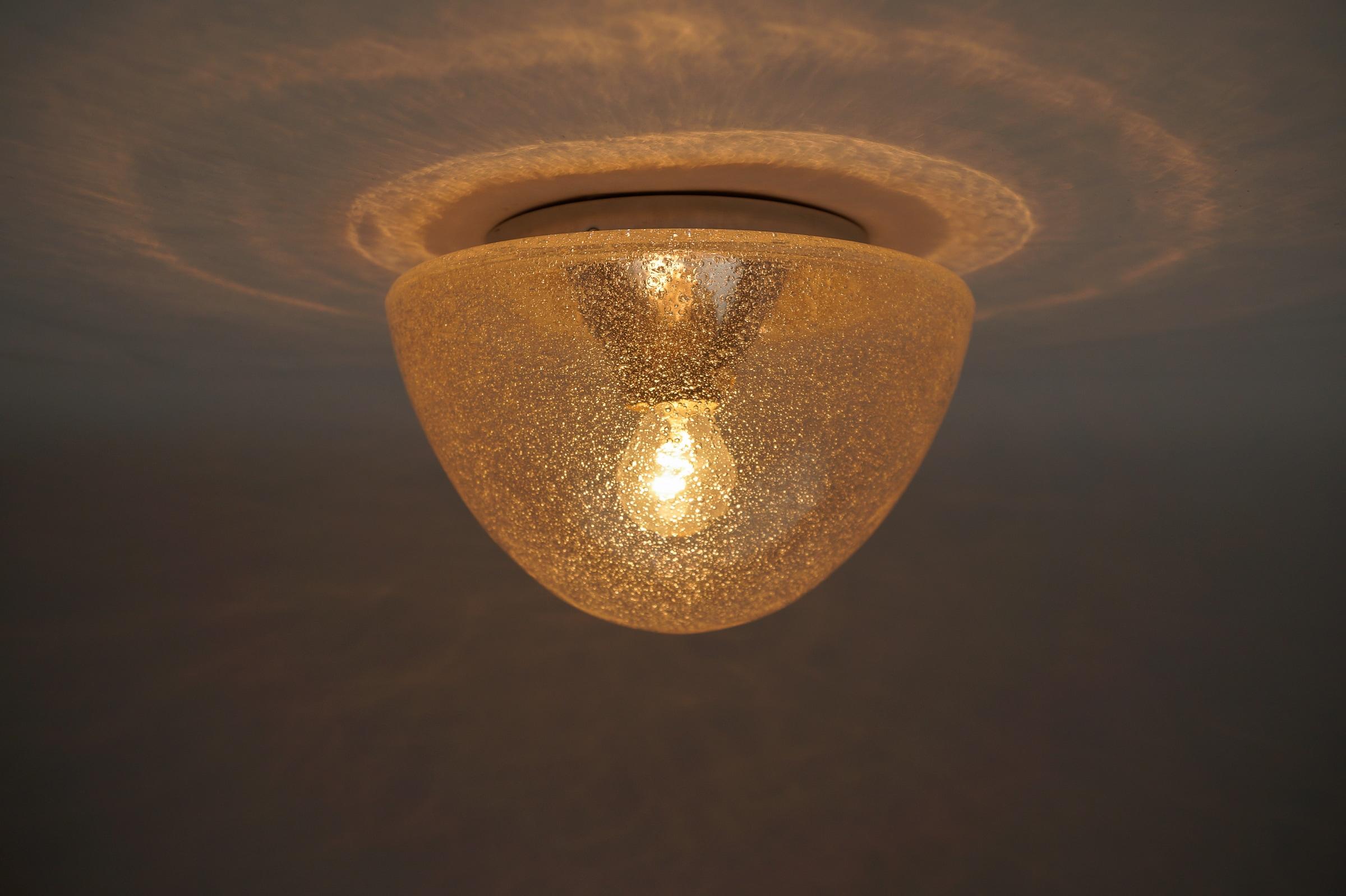 Mid-20th Century 1 of 4 Mushroom Shaped Glass Lamp in Gold, Germany 1960s For Sale