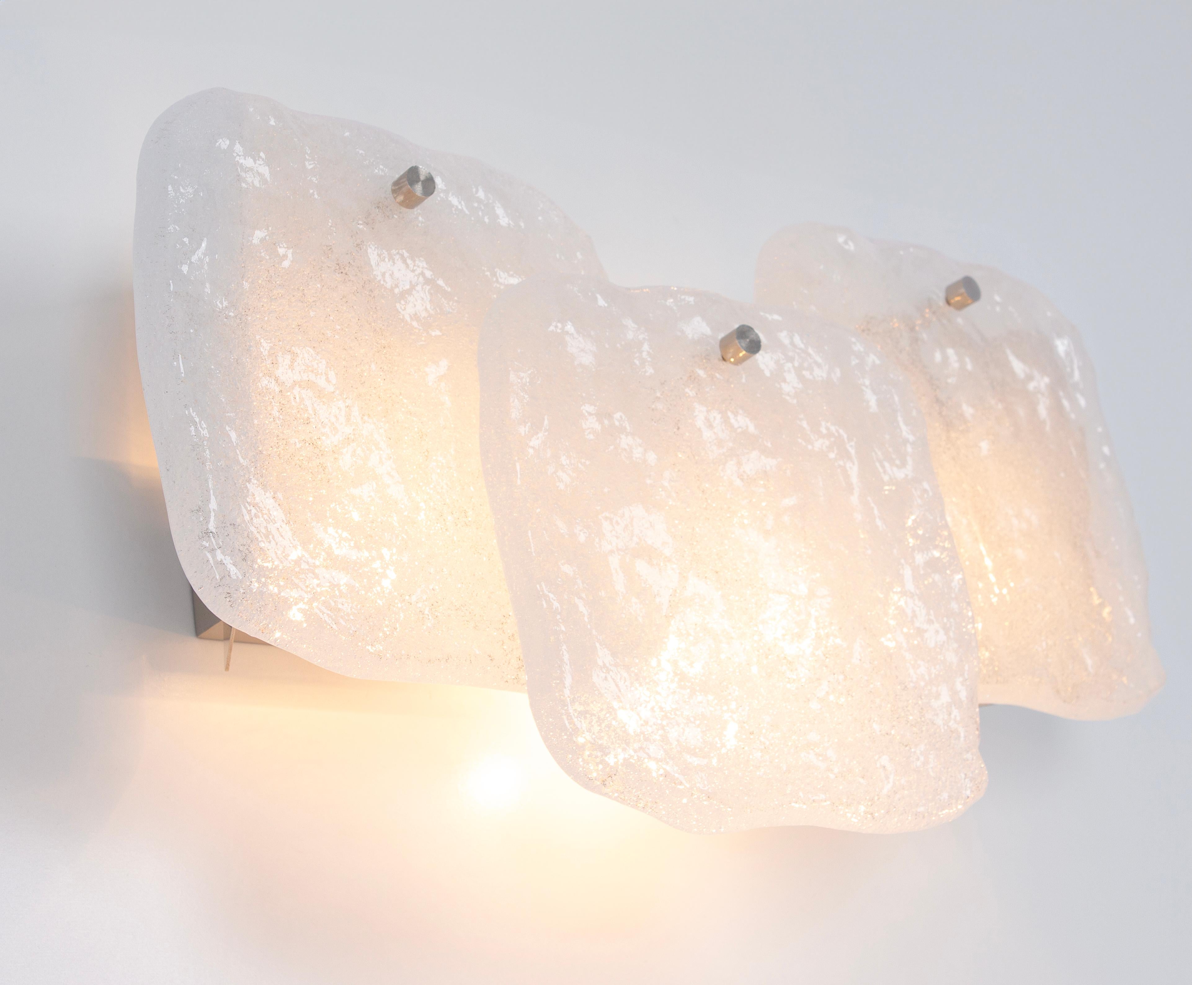 1 of 4 Pairs of Large Kalmar Wall Lights Murano Glass by Kalmar, Austria, 1960s For Sale 4