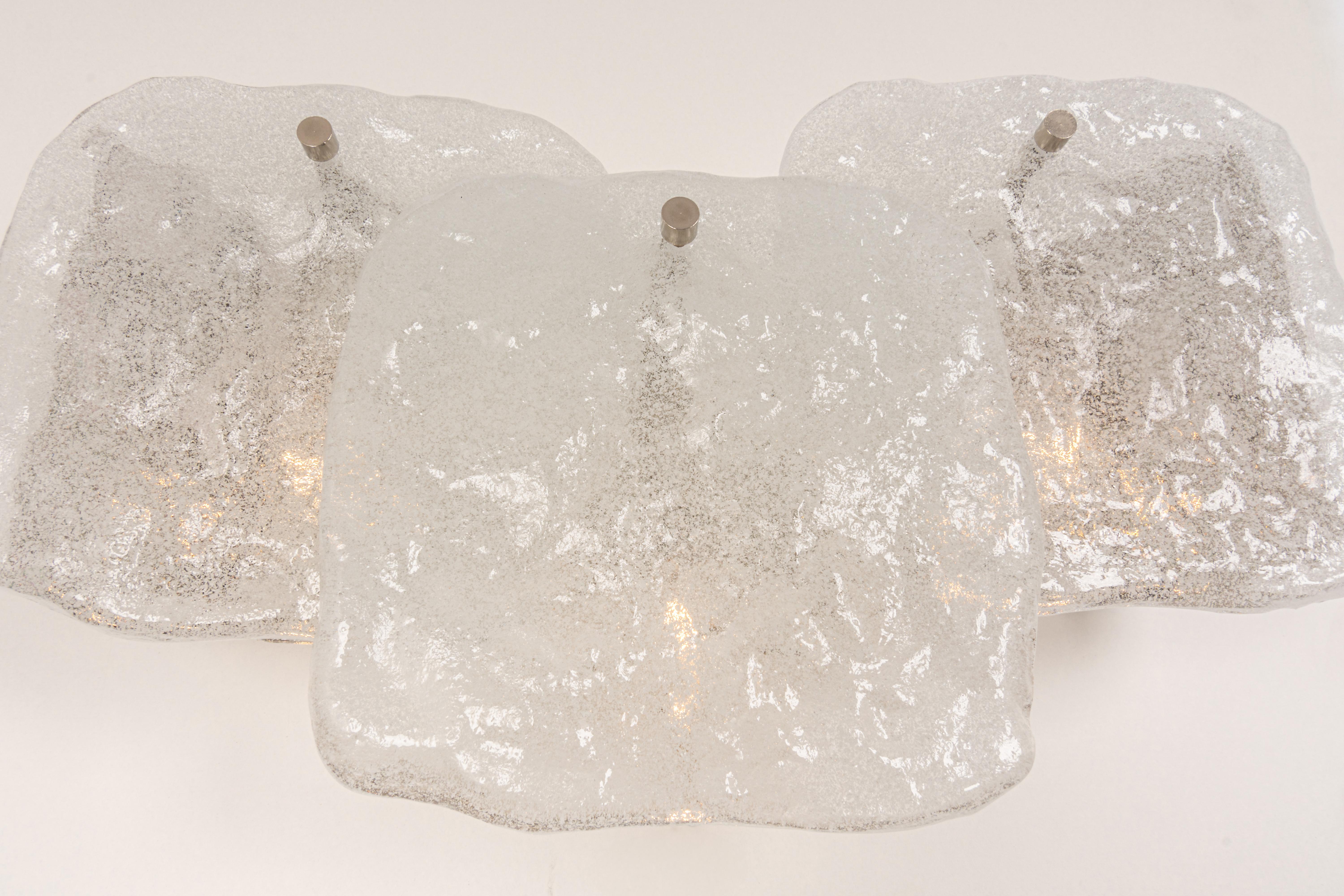 Mid-20th Century 1 of 4 Pairs of Large Kalmar Wall Lights Murano Glass by Kalmar, Austria, 1960s For Sale