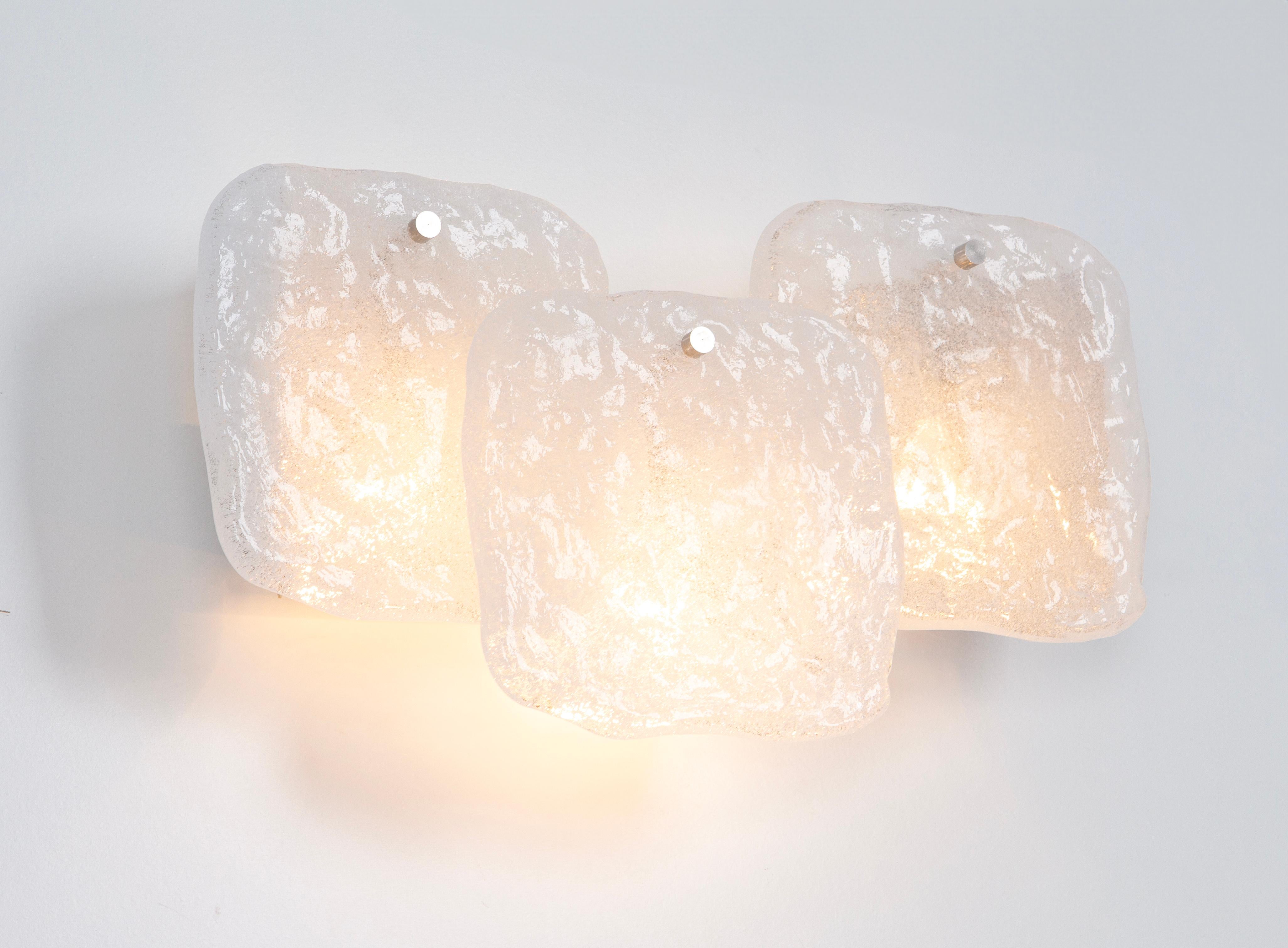 1 of 4 Pairs of Large Kalmar Wall Lights Murano Glass by Kalmar, Austria, 1960s For Sale 2