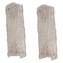 1 of 4 Pairs of Murano Ice Glass Vanity Sconces by Kaiser, Germany, 1970s 1 of 4 Pairs of Murano Ice Glass Vanity Sconces by Kaiser, Germany, 1970s