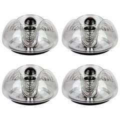 1 of 4 Peill & Putzler 1970s Vintage Clear Glass Biomorphic Wall Lights Sconces