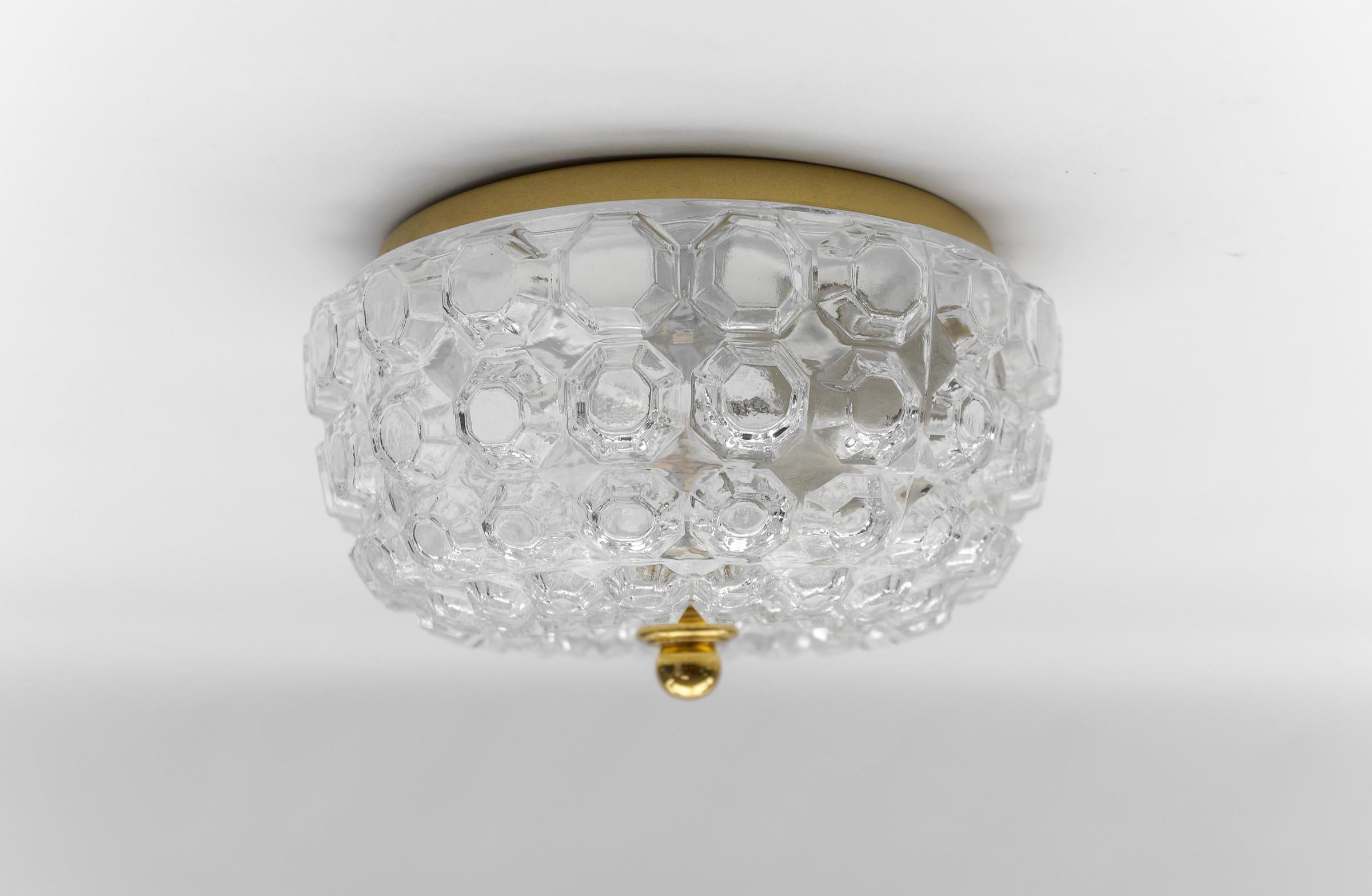 Mid-20th Century 1 of 4 Petite Elegant Flush Mount Lamp in Glass by Limburg, Gerrmany 1960s For Sale