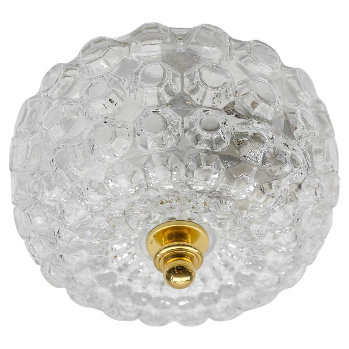 1 of 4 Petite Elegant Flush Mount Lamp in Glass by Limburg, Gerrmany 1960s