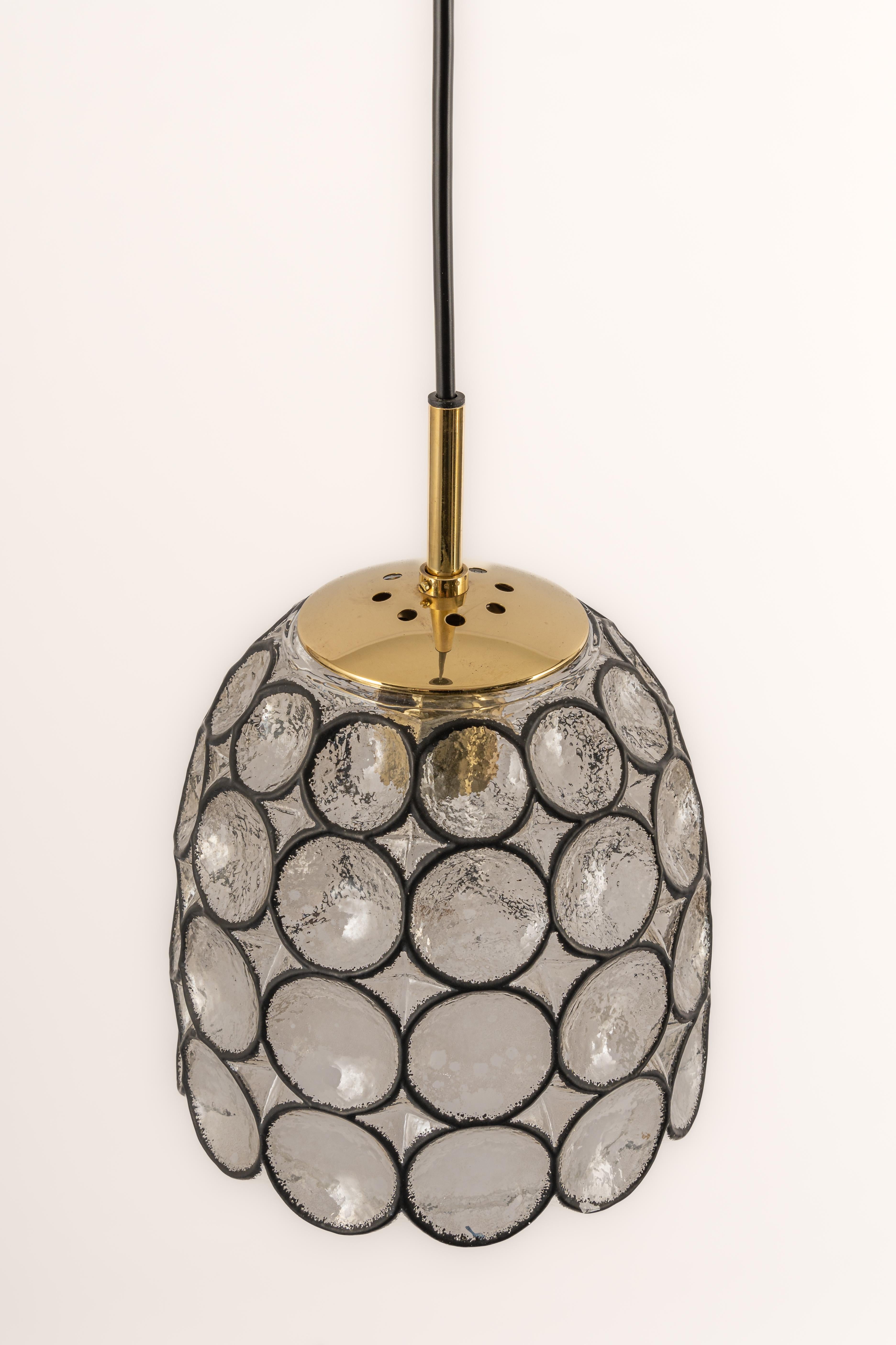 1 of 4 Petite Iron and Clear Glass Pendant Lights by Limburg, Germany, 1960s For Sale 6