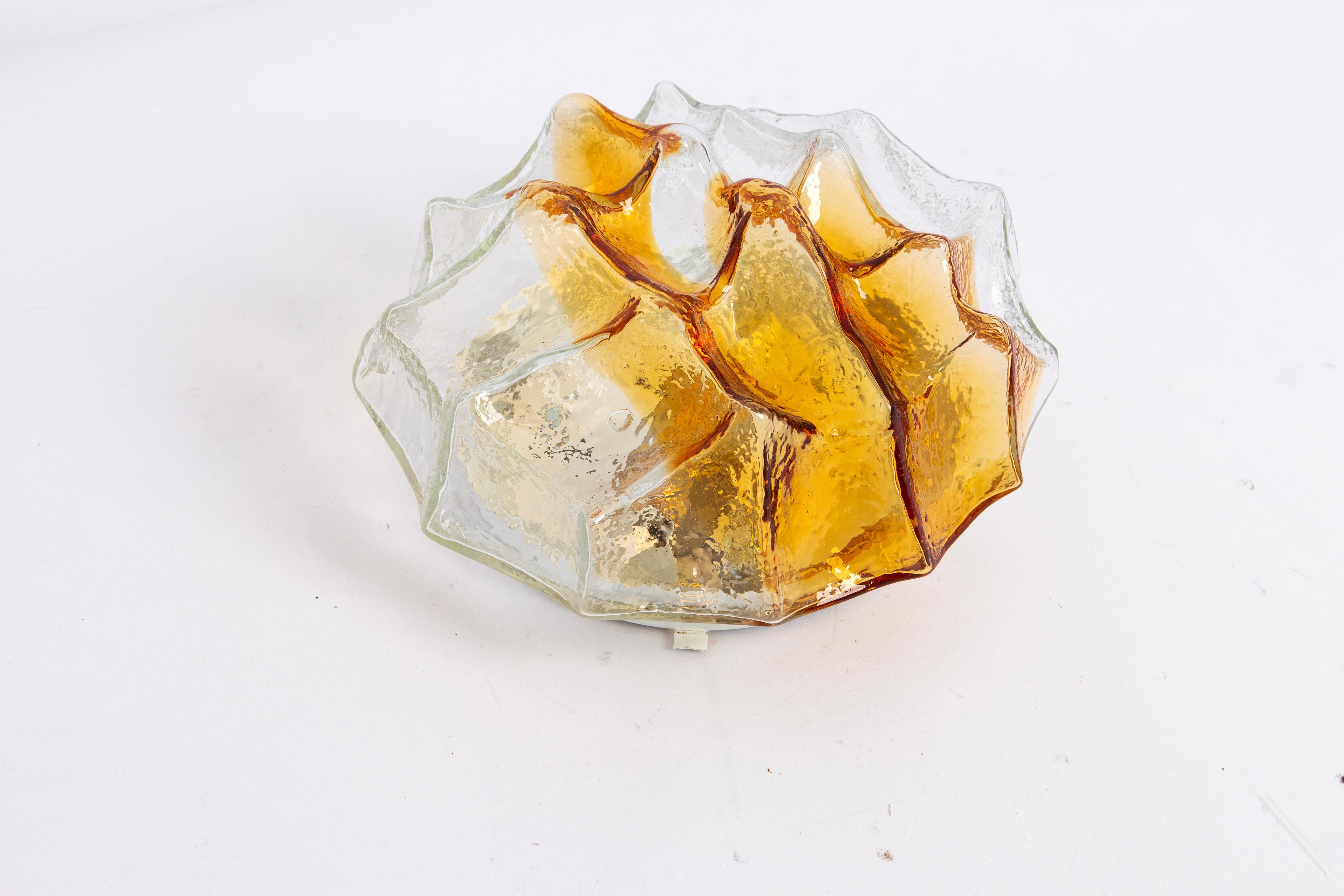 Mid-Century Modern 1 of 4 Petite Murano Flush Mount Fixture, Italy, 1970s For Sale