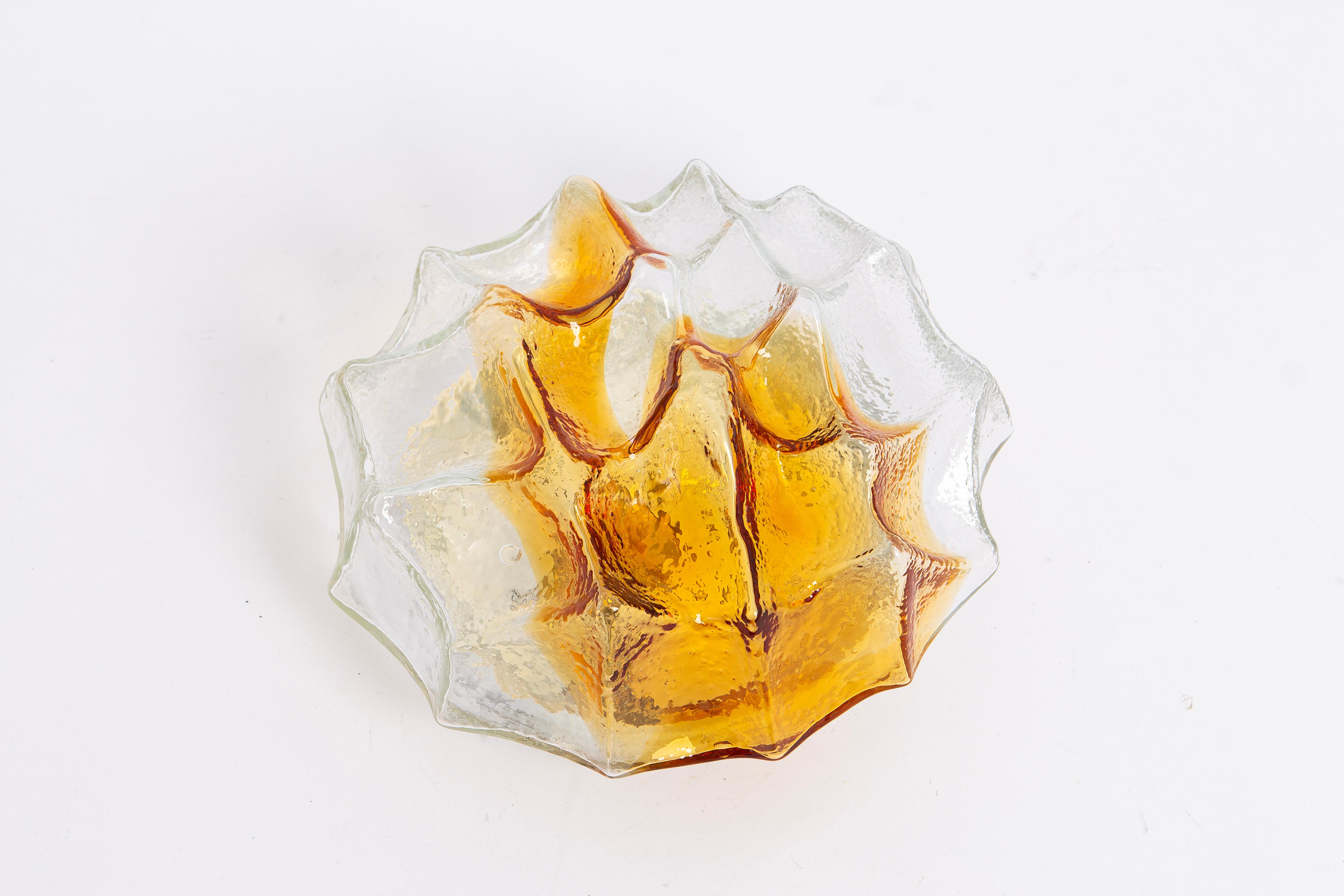 Italian 1 of 4 Petite Murano Flush Mount Fixture, Italy, 1970s For Sale