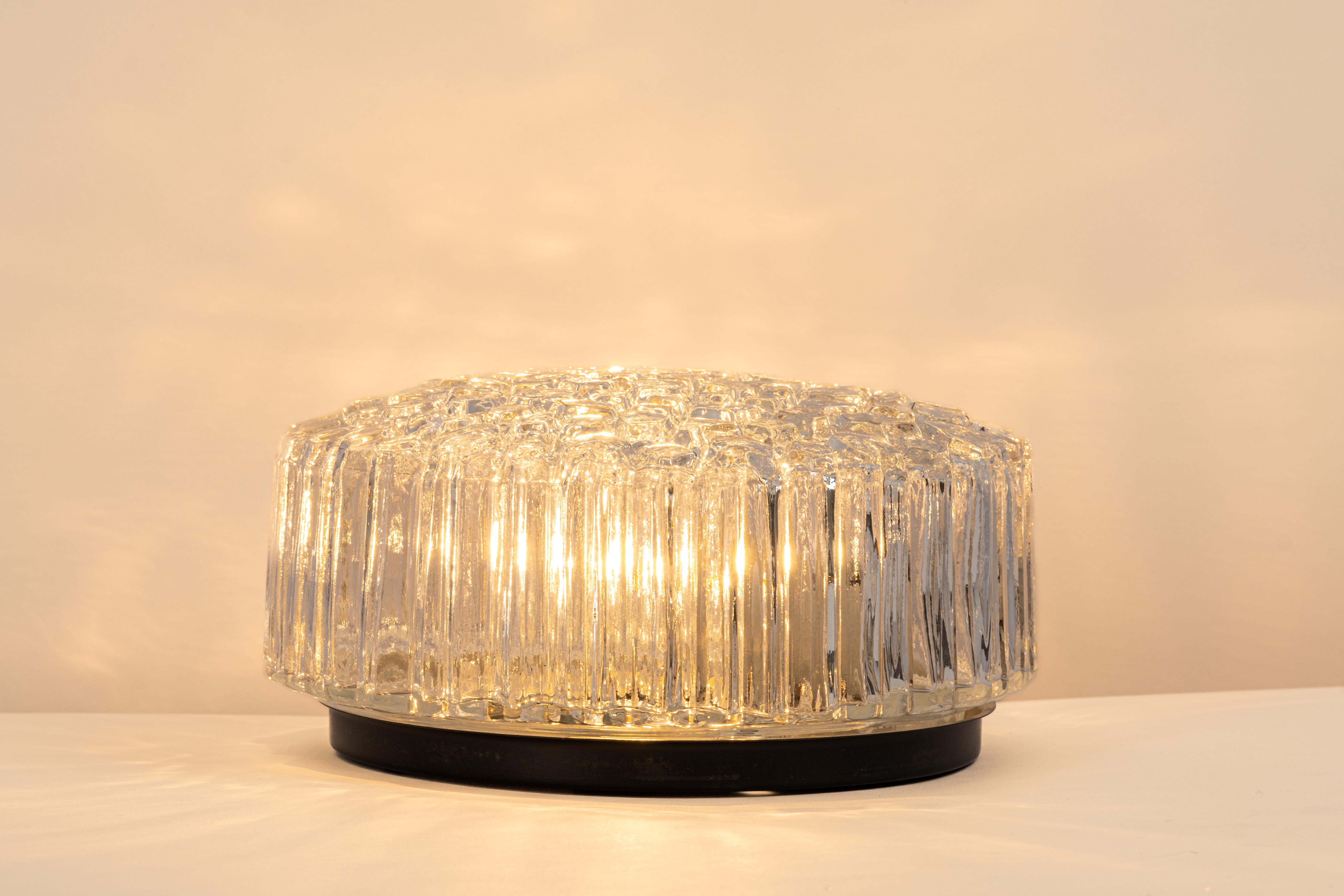 1 of 4 Petite Round Glass Flush Mount by Limburg, Germany, 1970s For Sale 3