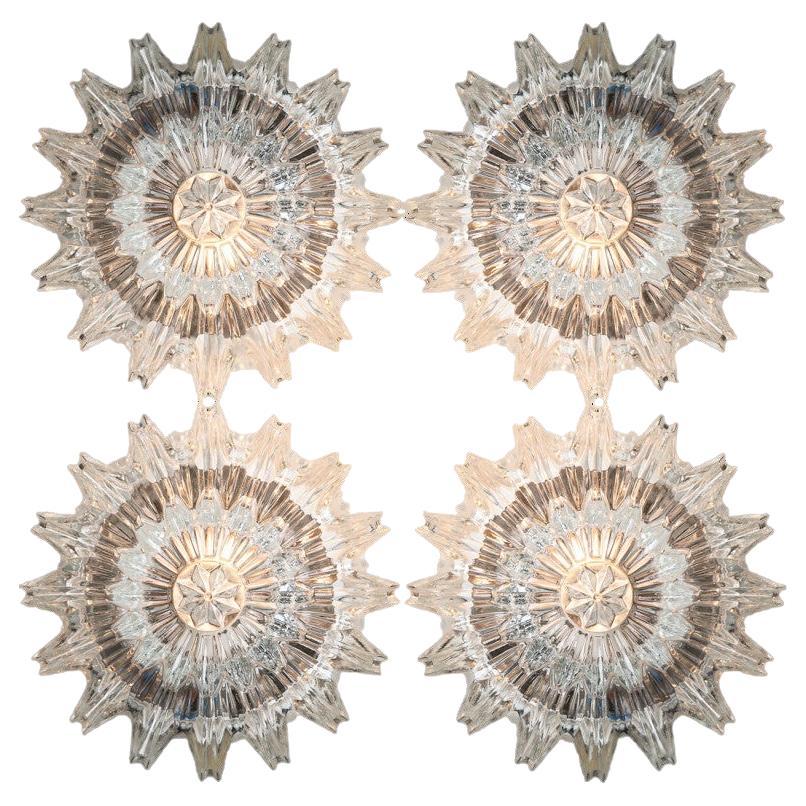 1 von 4 Putzler Wall Lights, skulpturales Klarglas, 1970er Jahre