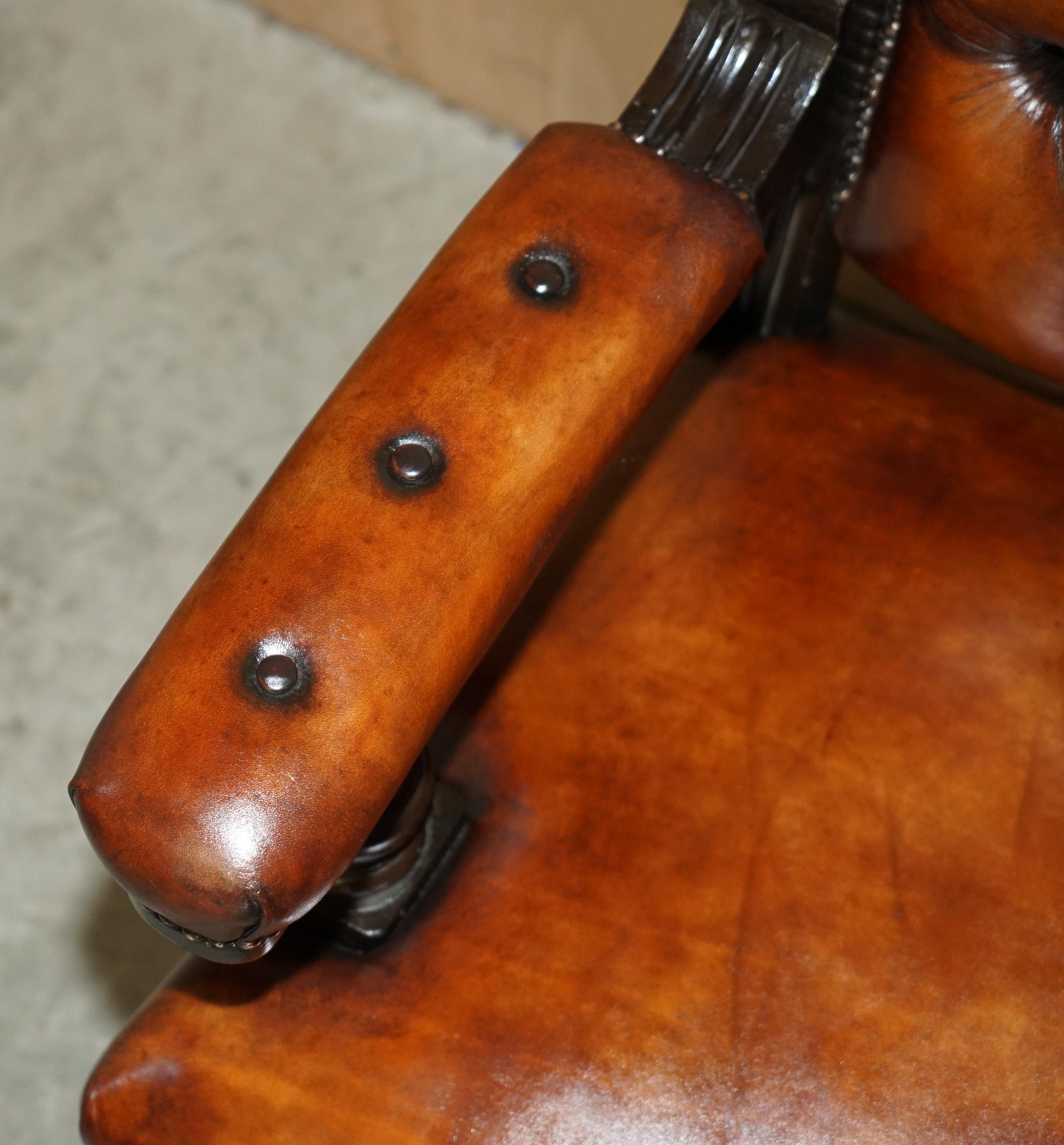Leather 1 OF 4 RESTORED ANTIQUE ViCTORIAN CHESTERFIELD LEATHER SNOOKER HALL PUB BENCHES For Sale