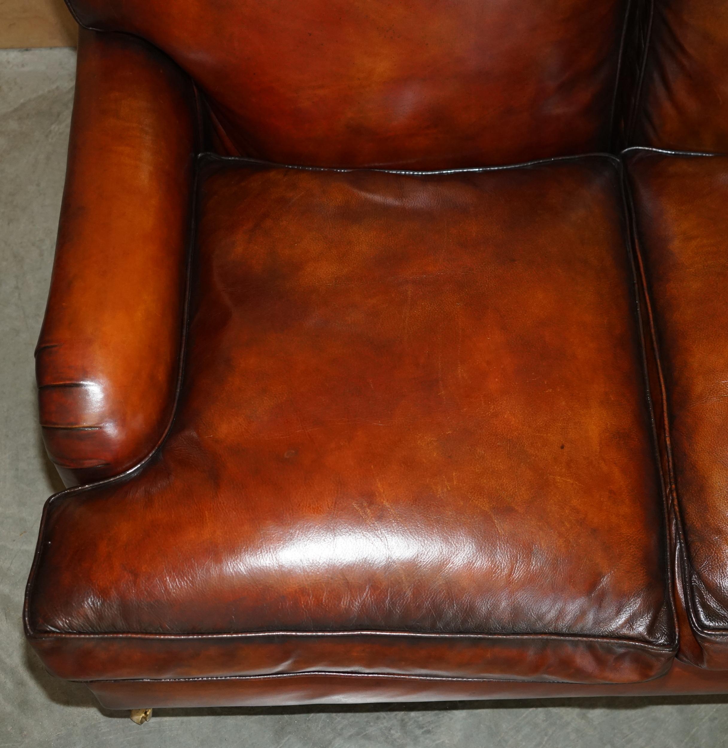 1 von 4 RESTORED HANDDYED BROWN LEATHER HOWARDS & SON Style SOFA PART OF SUiTE im Angebot 2