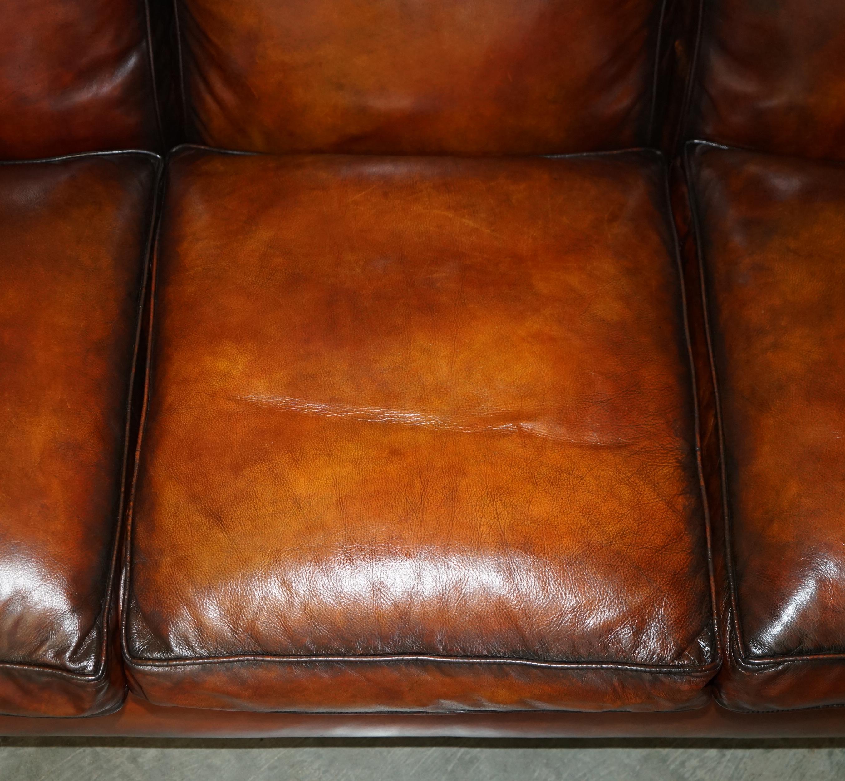 1 von 4 RESTORED HANDDYED BROWN LEATHER HOWARDS & SON Style SOFA PART OF SUiTE im Angebot 3
