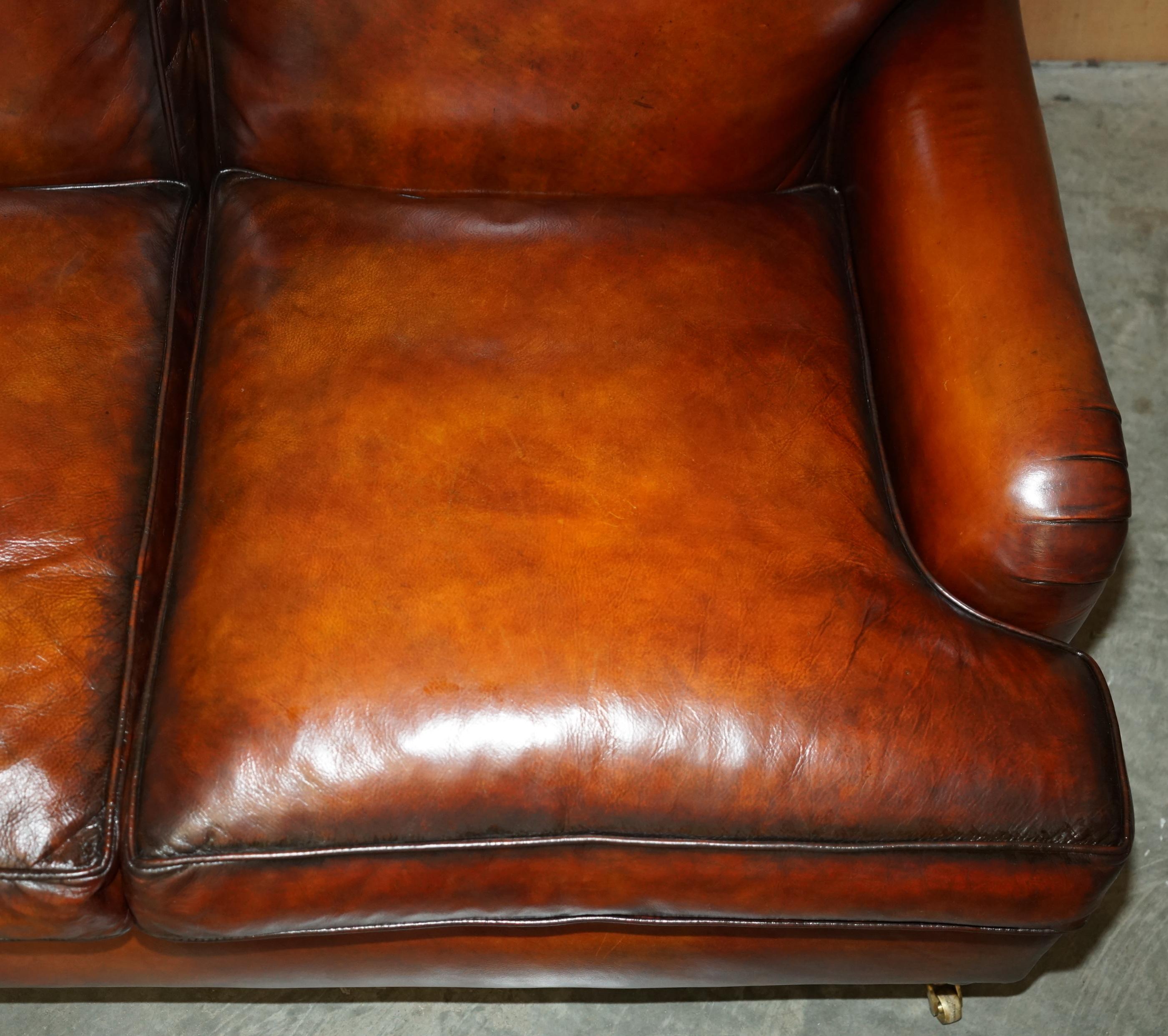 1 von 4 RESTORED HANDDYED BROWN LEATHER HOWARDS & SON Style SOFA PART OF SUiTE im Angebot 4