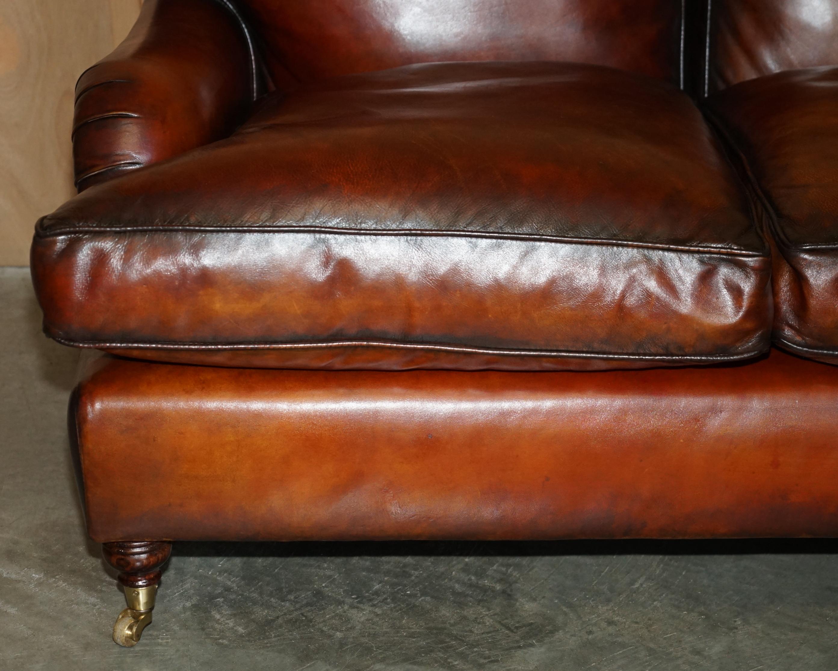 1 von 4 RESTORED HANDDYED BROWN LEATHER HOWARDS & SON Style SOFA PART OF SUiTE im Angebot 5