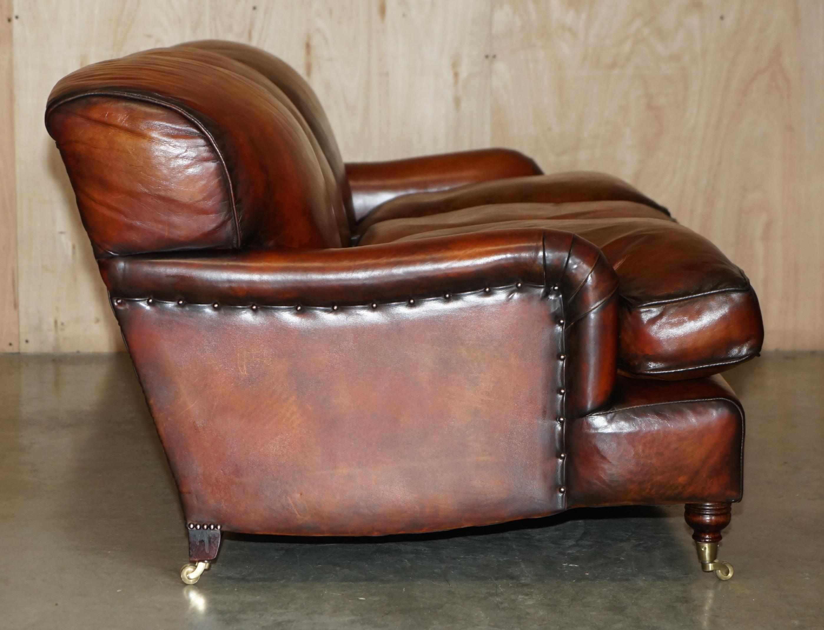 1 von 4 RESTORED HANDDYED BROWN LEATHER HOWARDS & SON Style SOFA PART OF SUiTE im Angebot 7