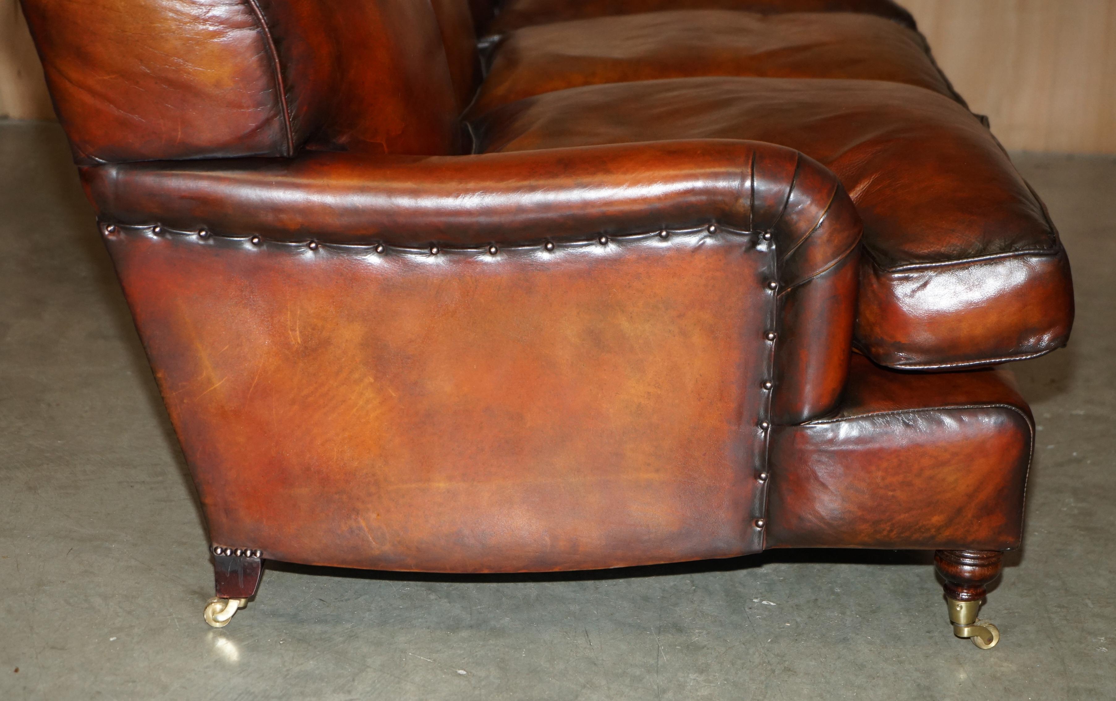1 von 4 RESTORED HANDDYED BROWN LEATHER HOWARDS & SON Style SOFA PART OF SUiTE im Angebot 8