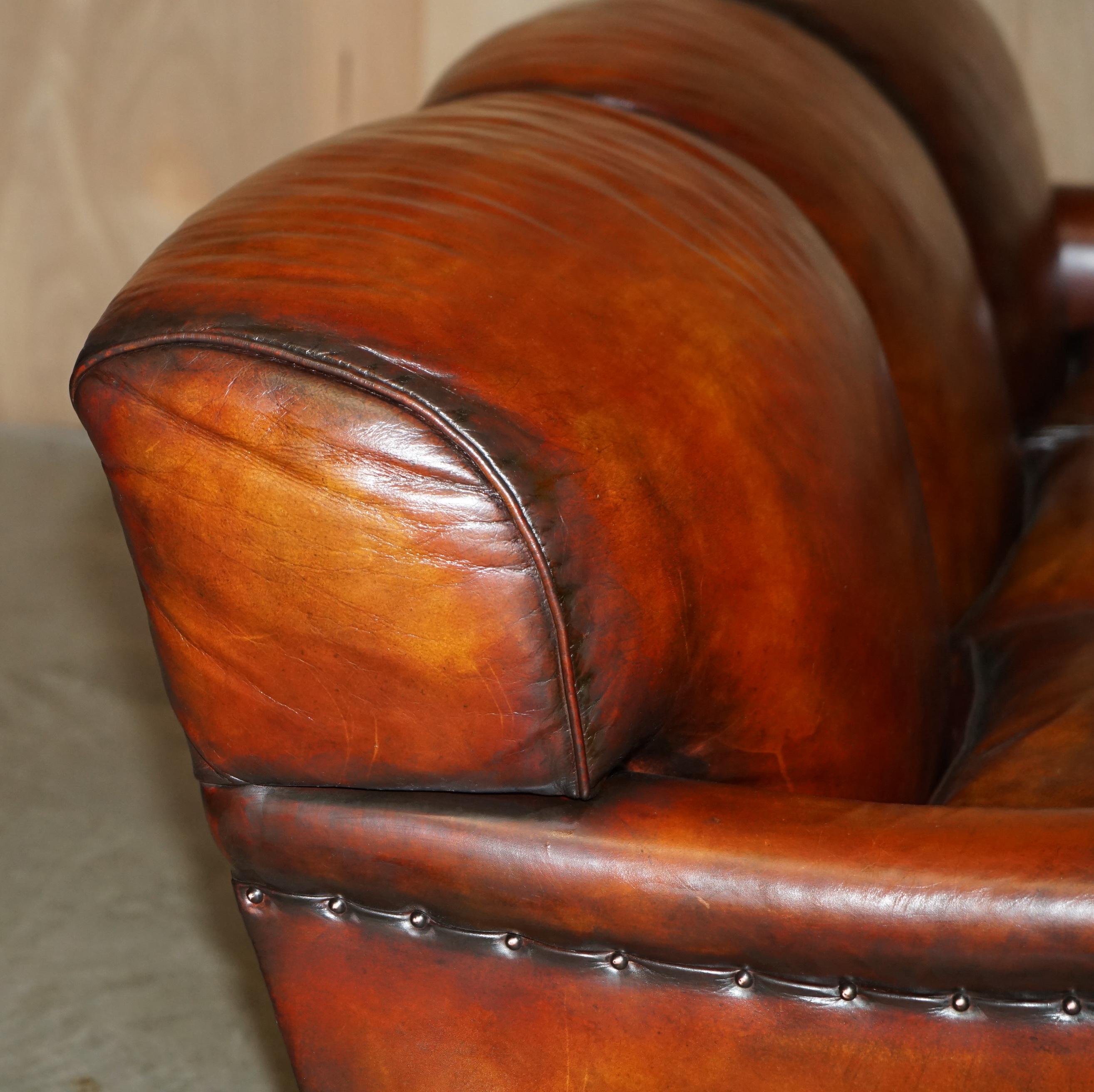 1 von 4 RESTORED HANDDYED BROWN LEATHER HOWARDS & SON Style SOFA PART OF SUiTE im Angebot 9