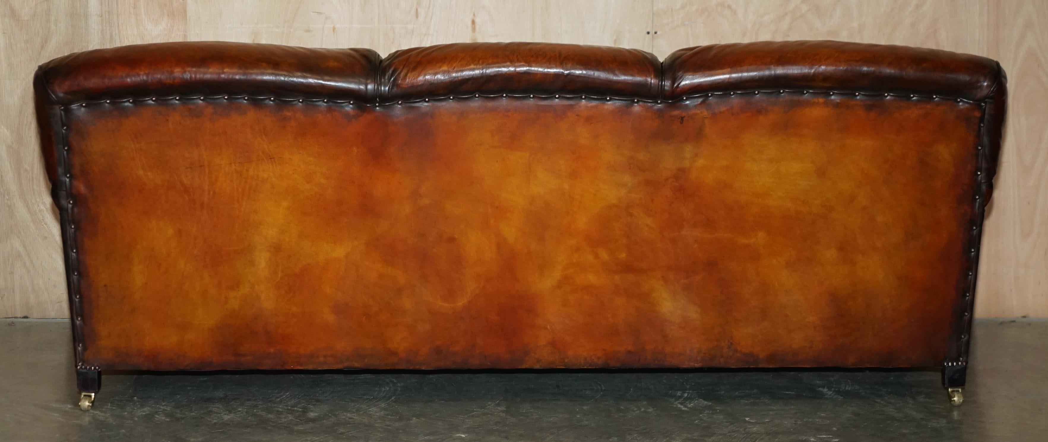 1 von 4 RESTORED HANDDYED BROWN LEATHER HOWARDS & SON Style SOFA PART OF SUiTE im Angebot 10