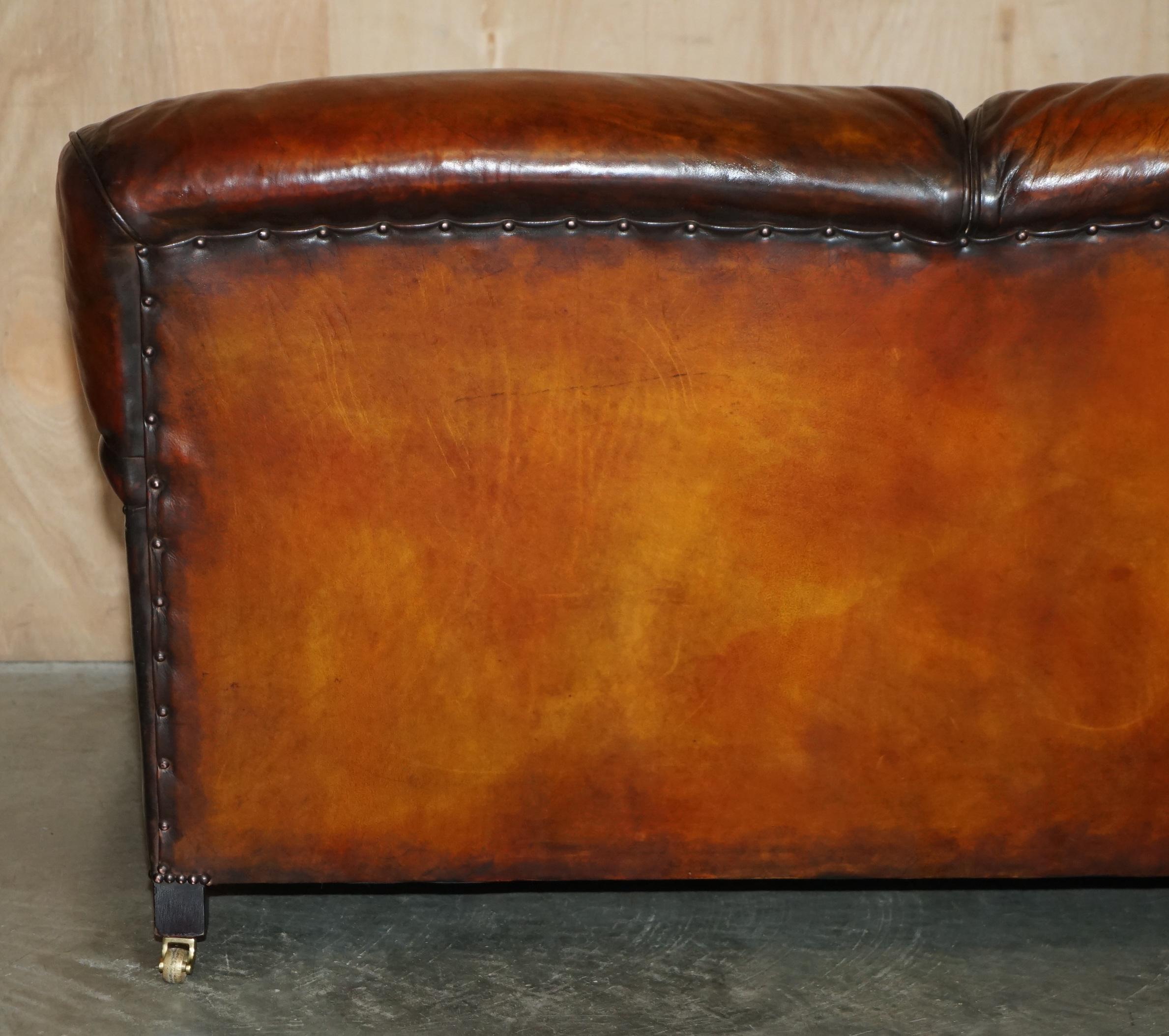 1 von 4 RESTORED HANDDYED BROWN LEATHER HOWARDS & SON Style SOFA PART OF SUiTE im Angebot 11