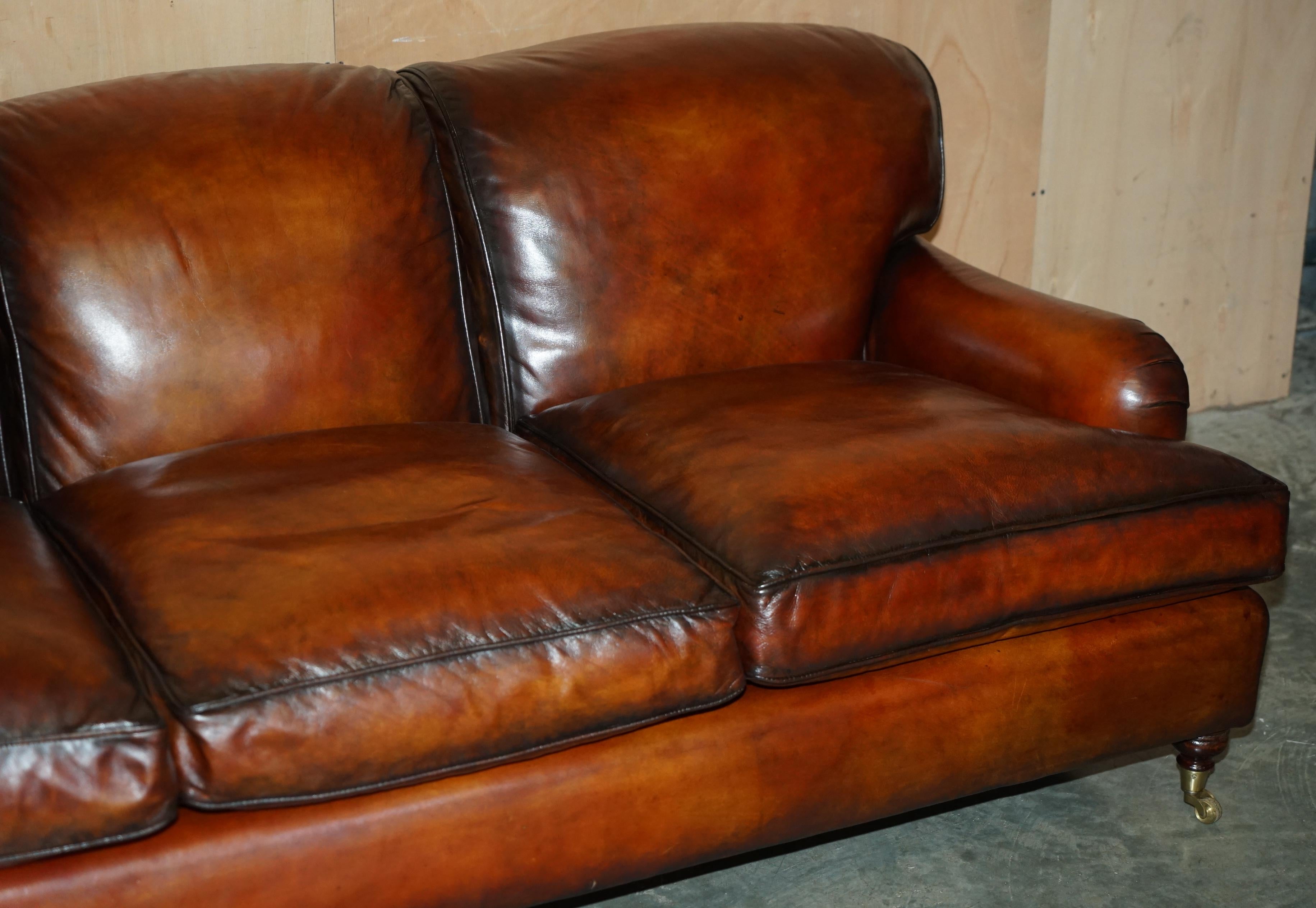 1 von 4 RESTORED HANDDYED BROWN LEATHER HOWARDS & SON Style SOFA PART OF SUiTE (Englisch) im Angebot