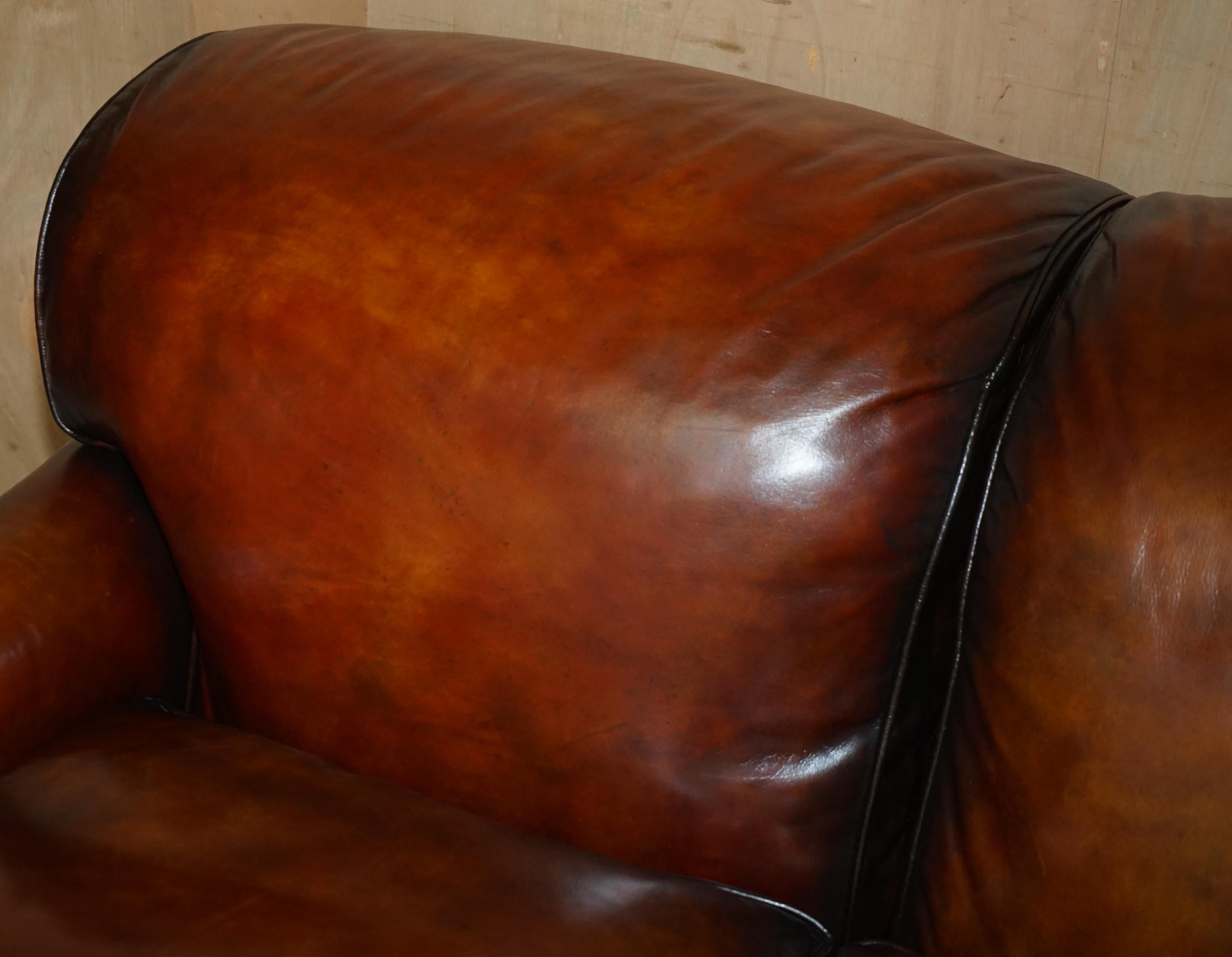 1 von 4 RESTORED HANDDYED BROWN LEATHER HOWARDS & SON Style SOFA PART OF SUiTE (20. Jahrhundert) im Angebot
