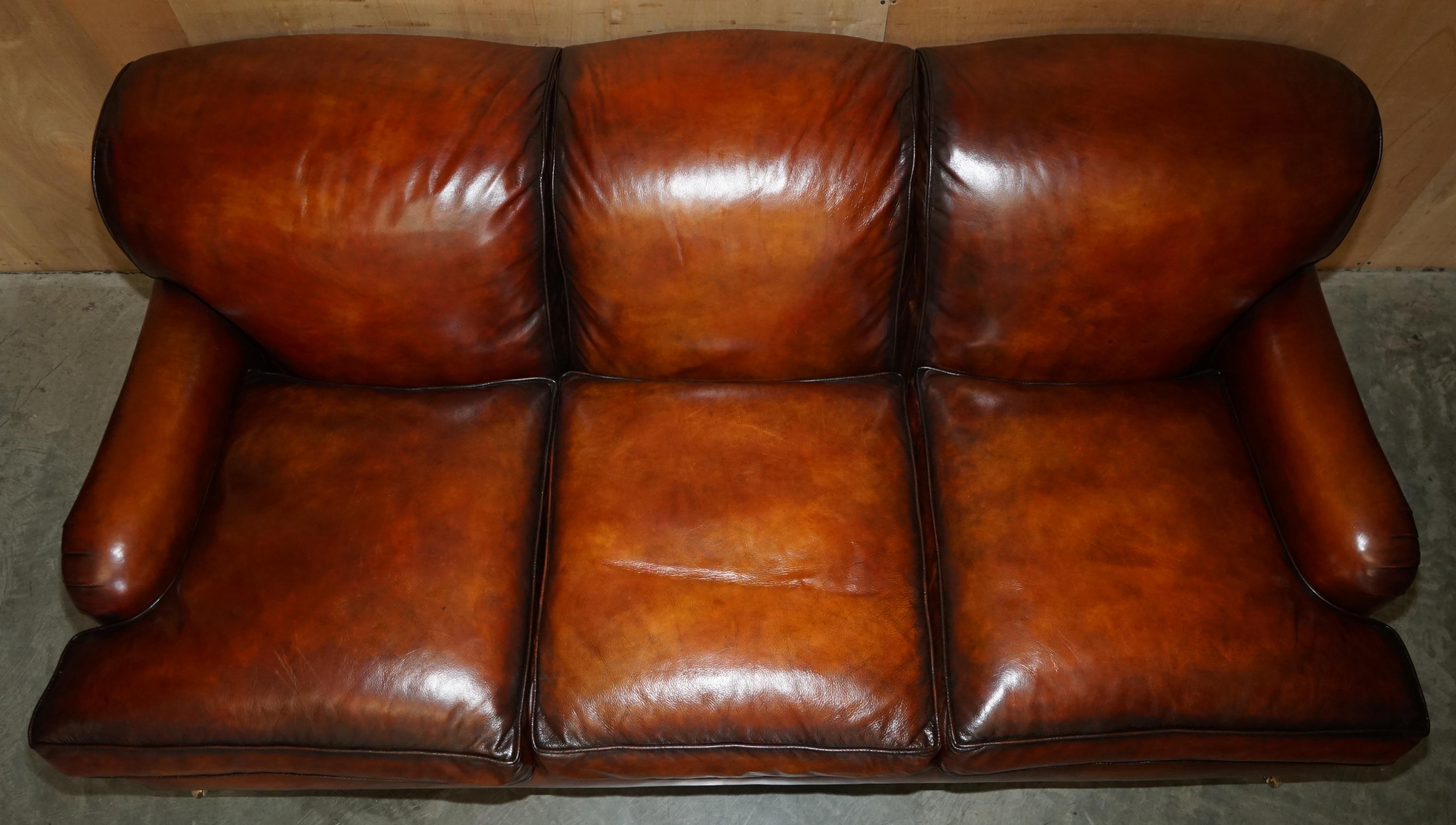 1 von 4 RESTORED HANDDYED BROWN LEATHER HOWARDS & SON Style SOFA PART OF SUiTE im Angebot 1