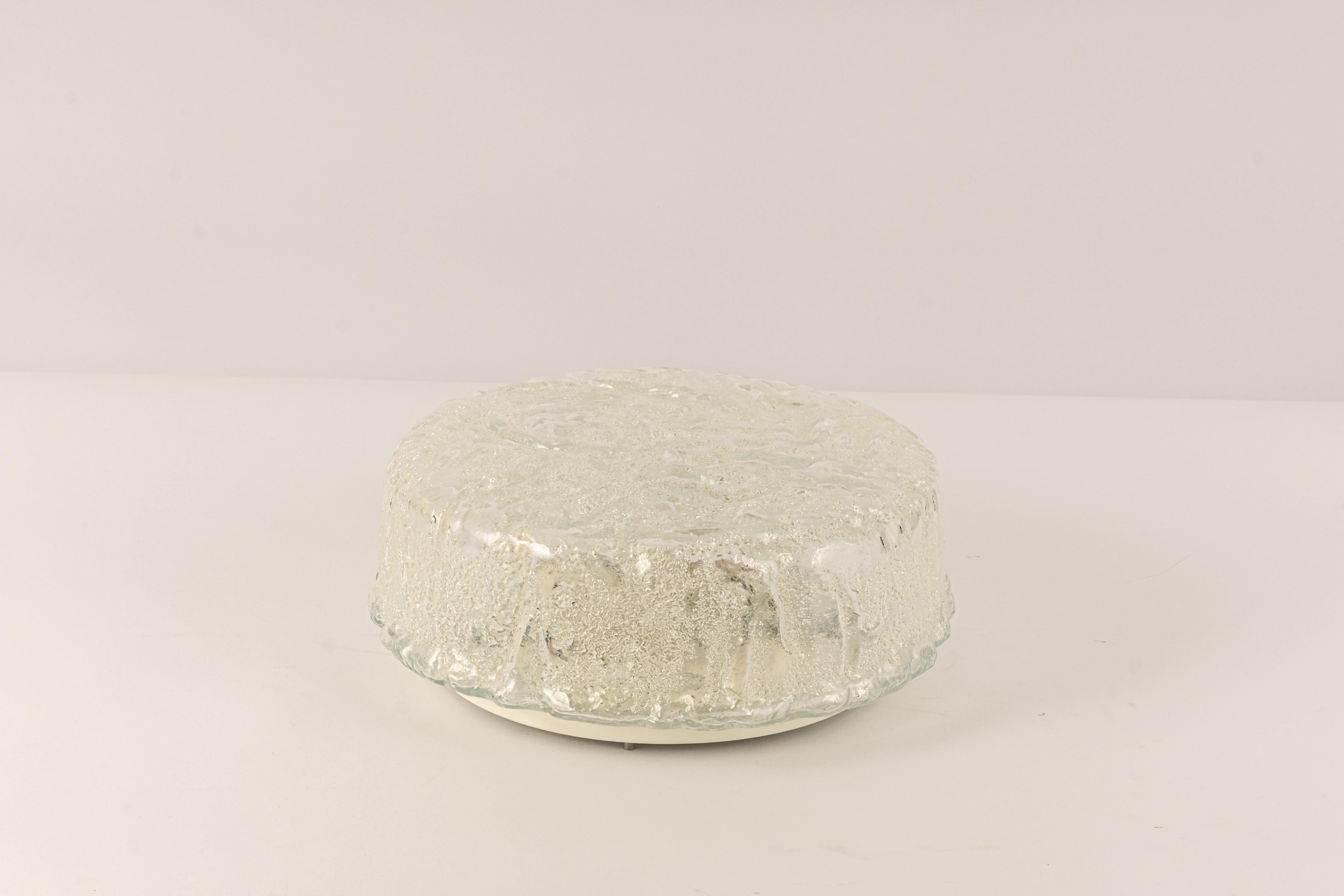 Mid-Century Modern 1 of 4 Round Murano Glass Flush Mount by Limburg, Germany, 1970s For Sale