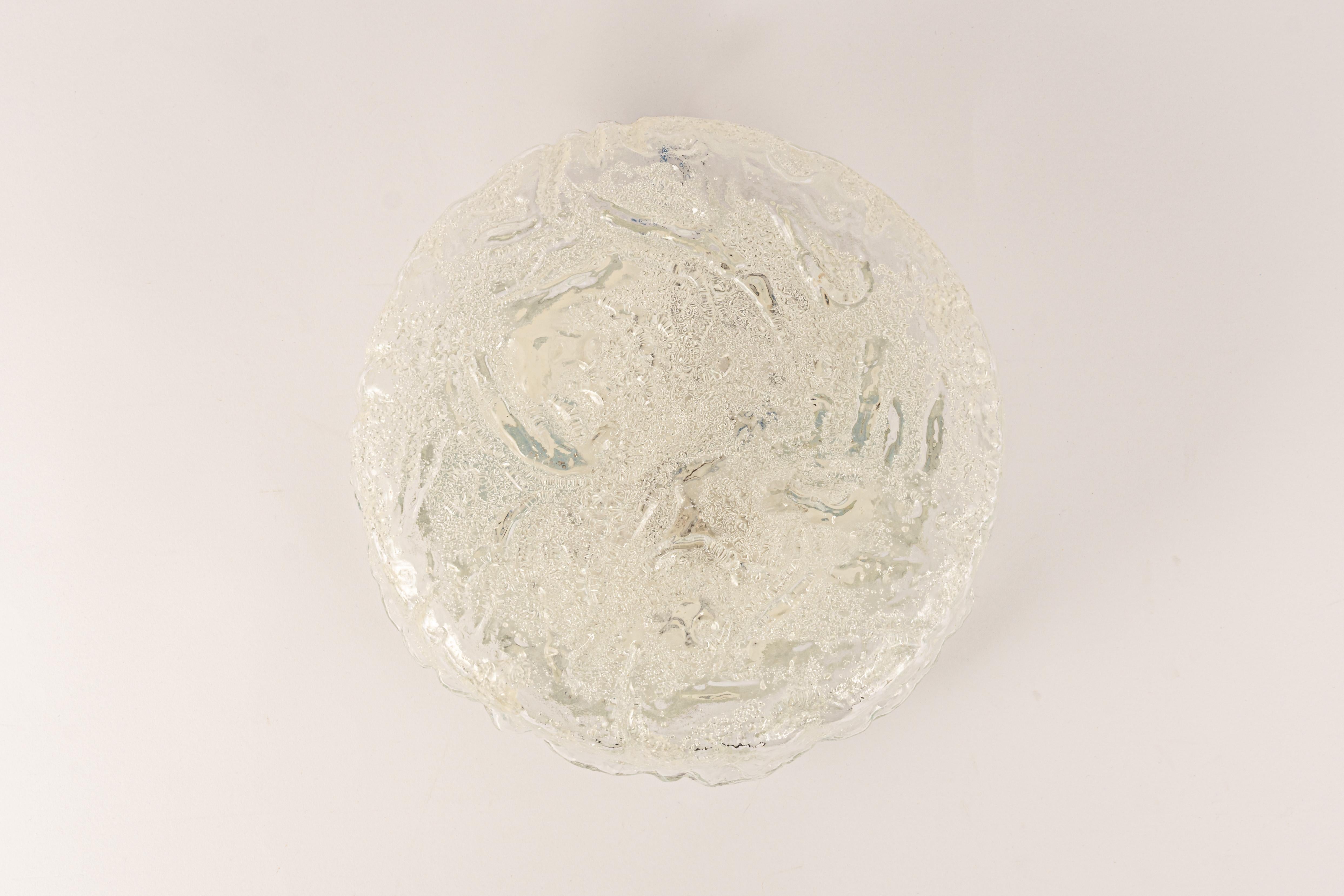 1 of 4 Round Murano Glass Flush Mount by Limburg, Germany, 1970s In Good Condition For Sale In Aachen, NRW