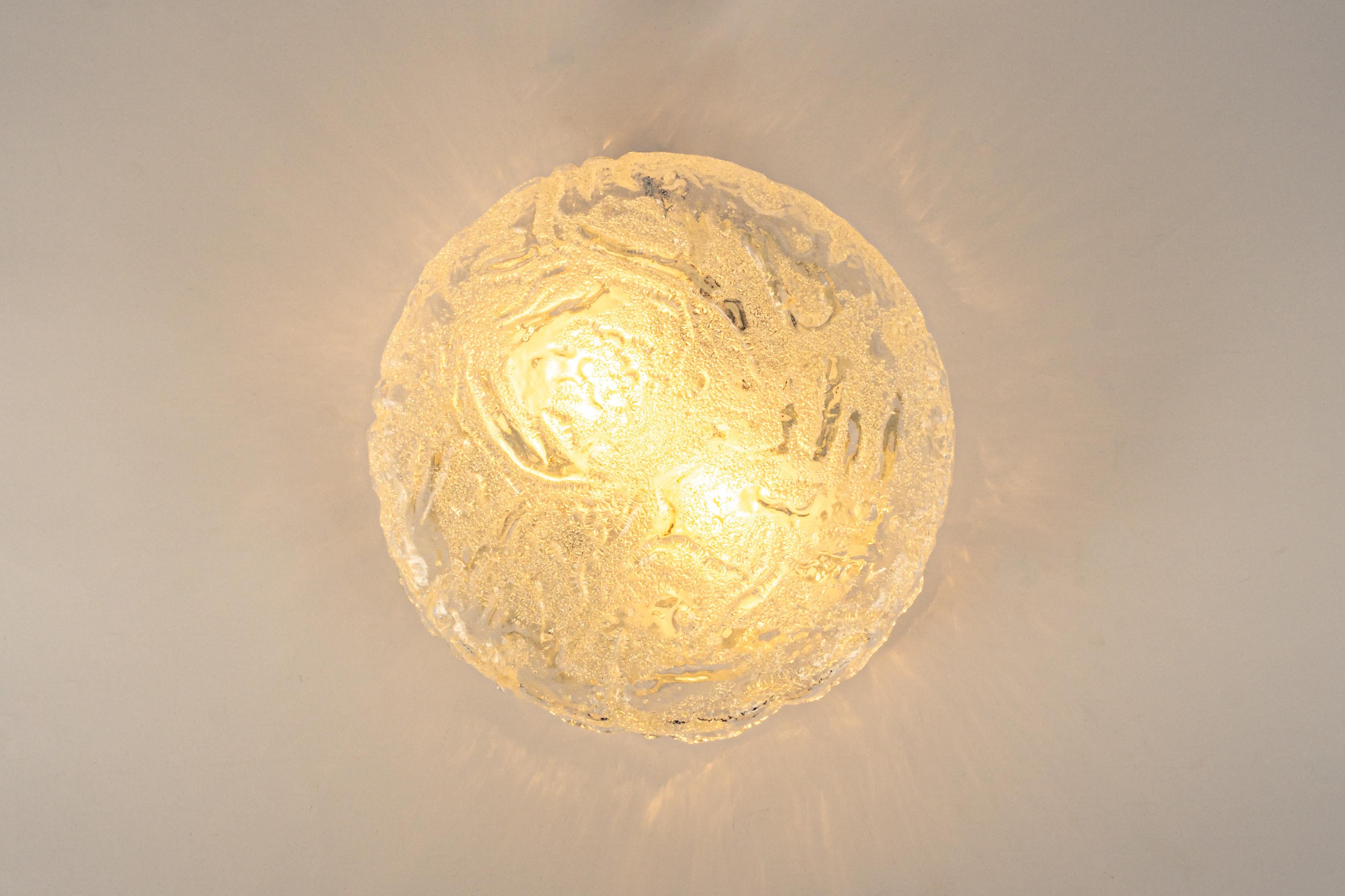 1 of 4 Round Murano Glass Flush Mount by Limburg, Germany, 1970s For Sale 4