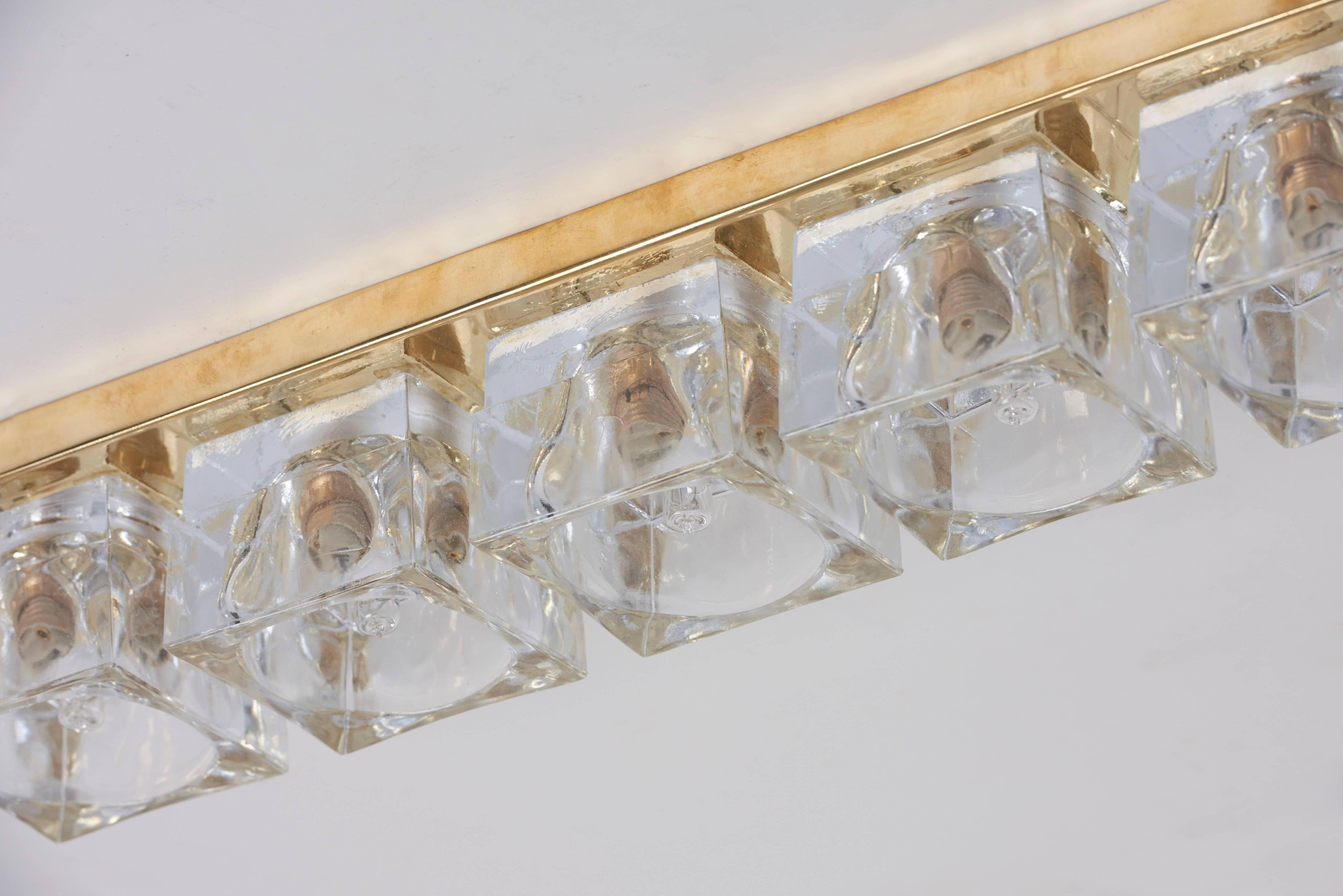 Mid-Century Modern 1 of 4 Sciolari Style Brass and Murano Glass Sconce or Flush Mount For Sale