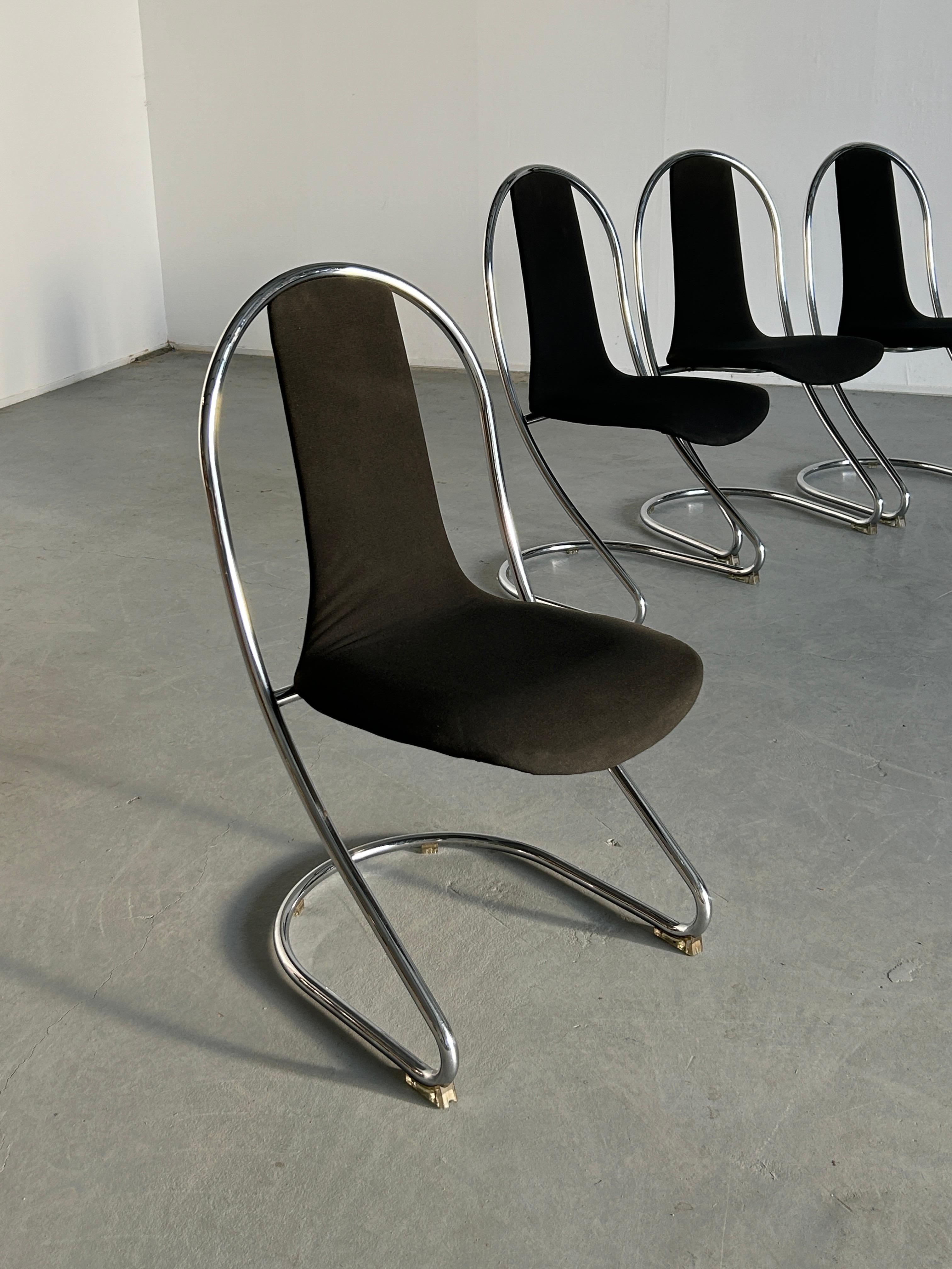 1 of 4 Space Age Cantilever Chairs in Style of Willy Rizzo for Cidue, 80s Italy For Sale 4